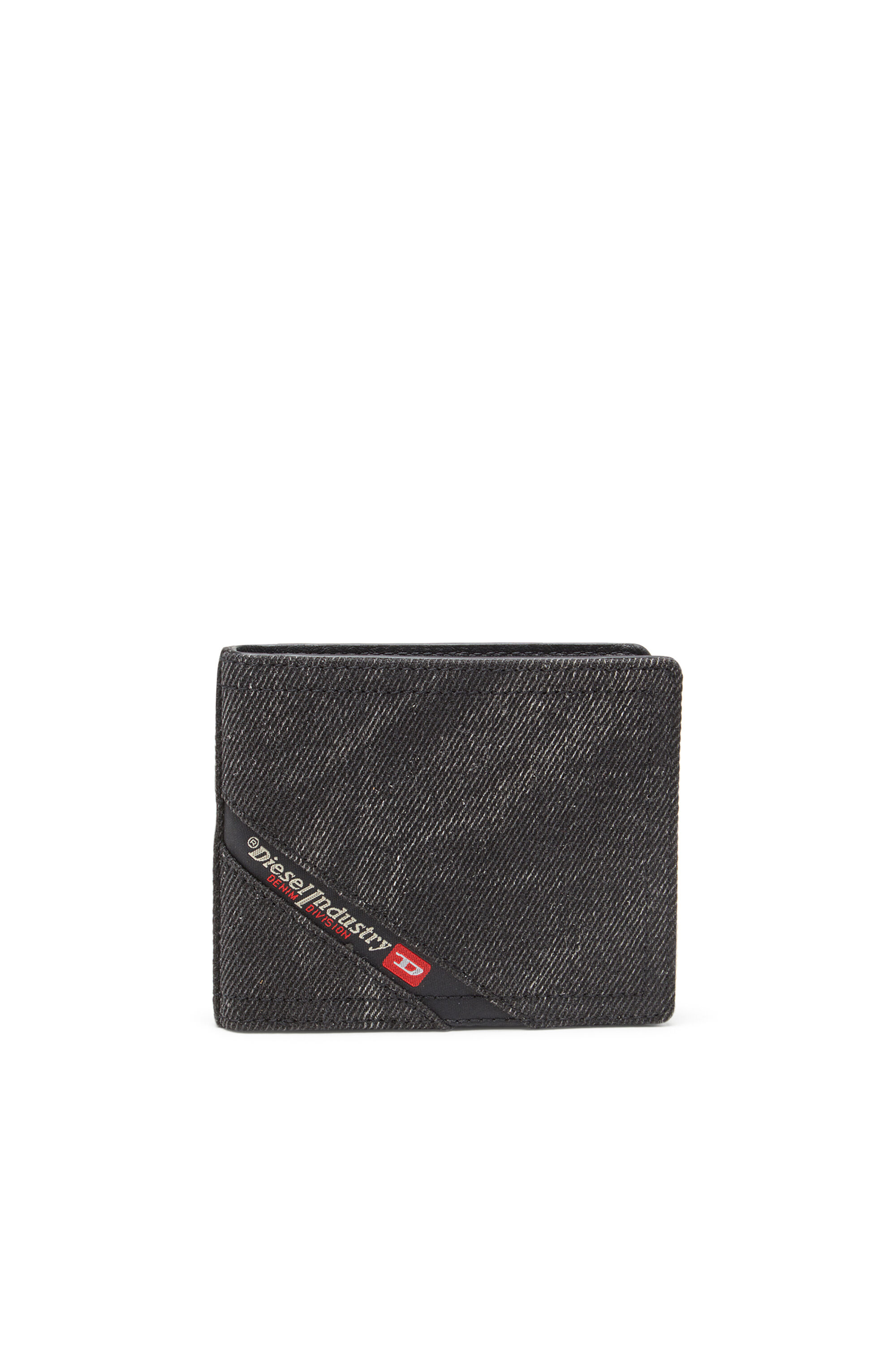 Diesel - MULTI-PKTS BI FOLD COIN S 3D, Portefeuille en denim avec logo Homme in Noir - 1
