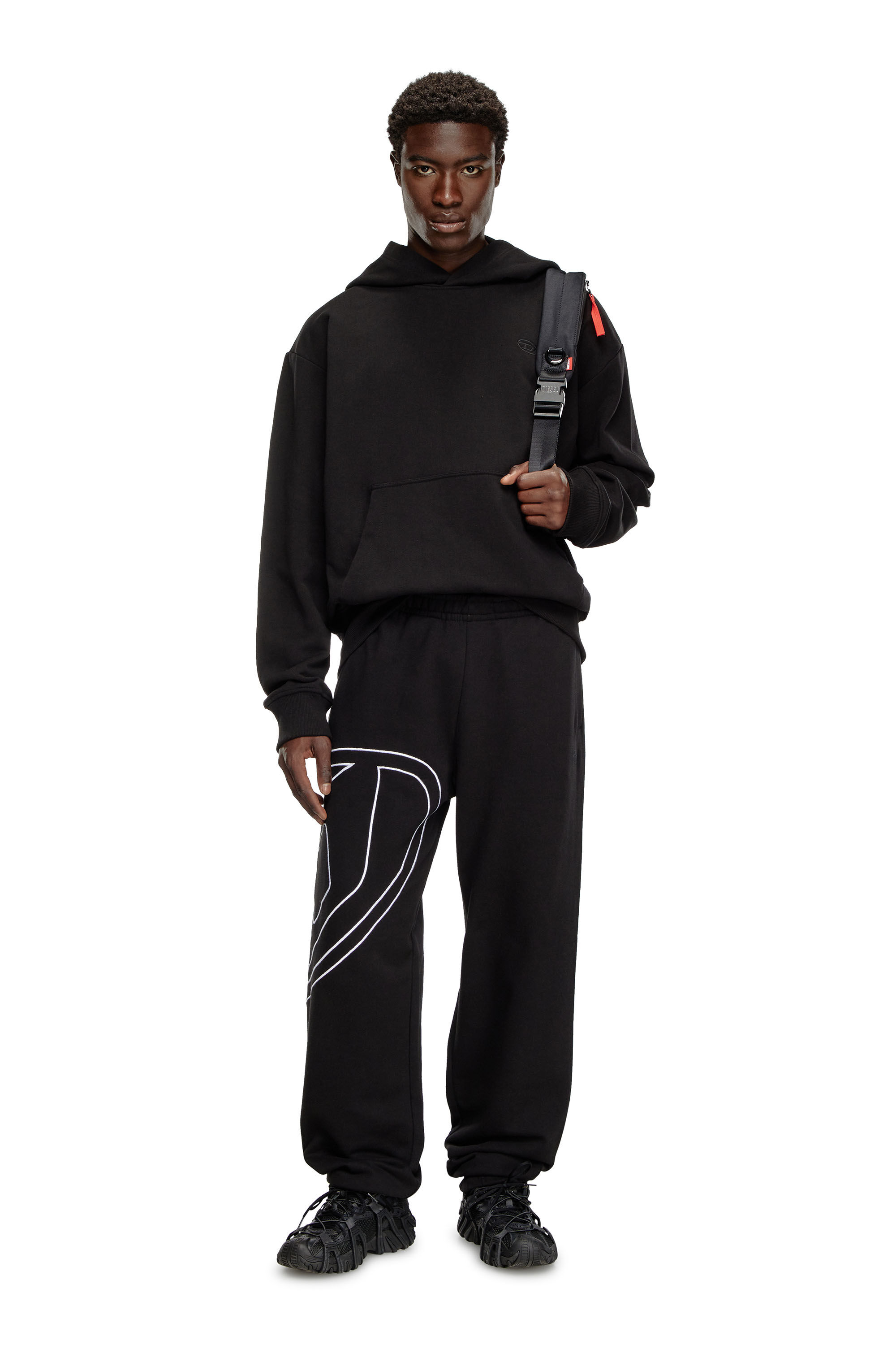 Men's Track pants with mega oval D | Black | Diesel