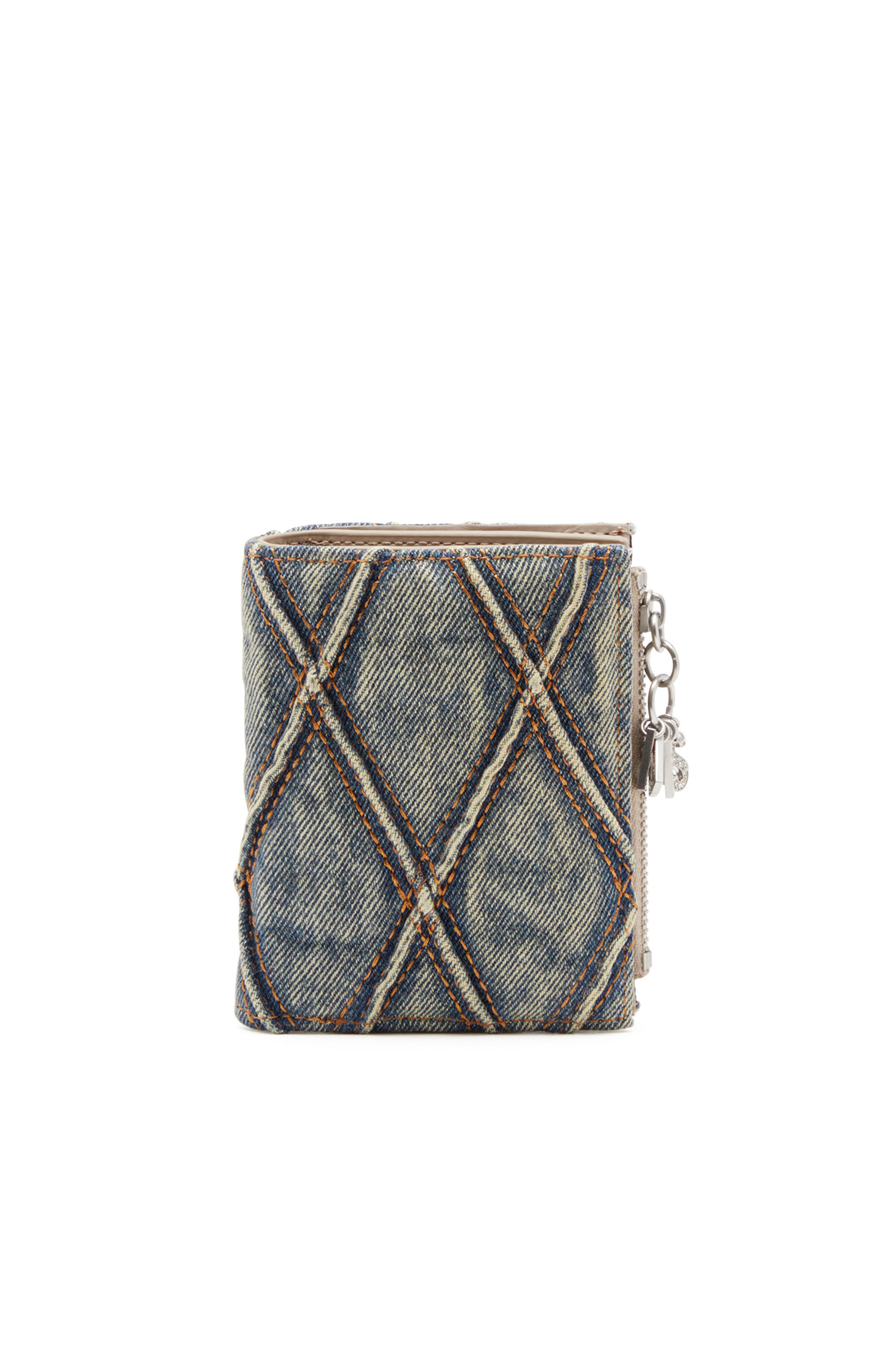 激安価格の Women's Small wallet in Argyle quilted denim | Blue | Diesel 小物