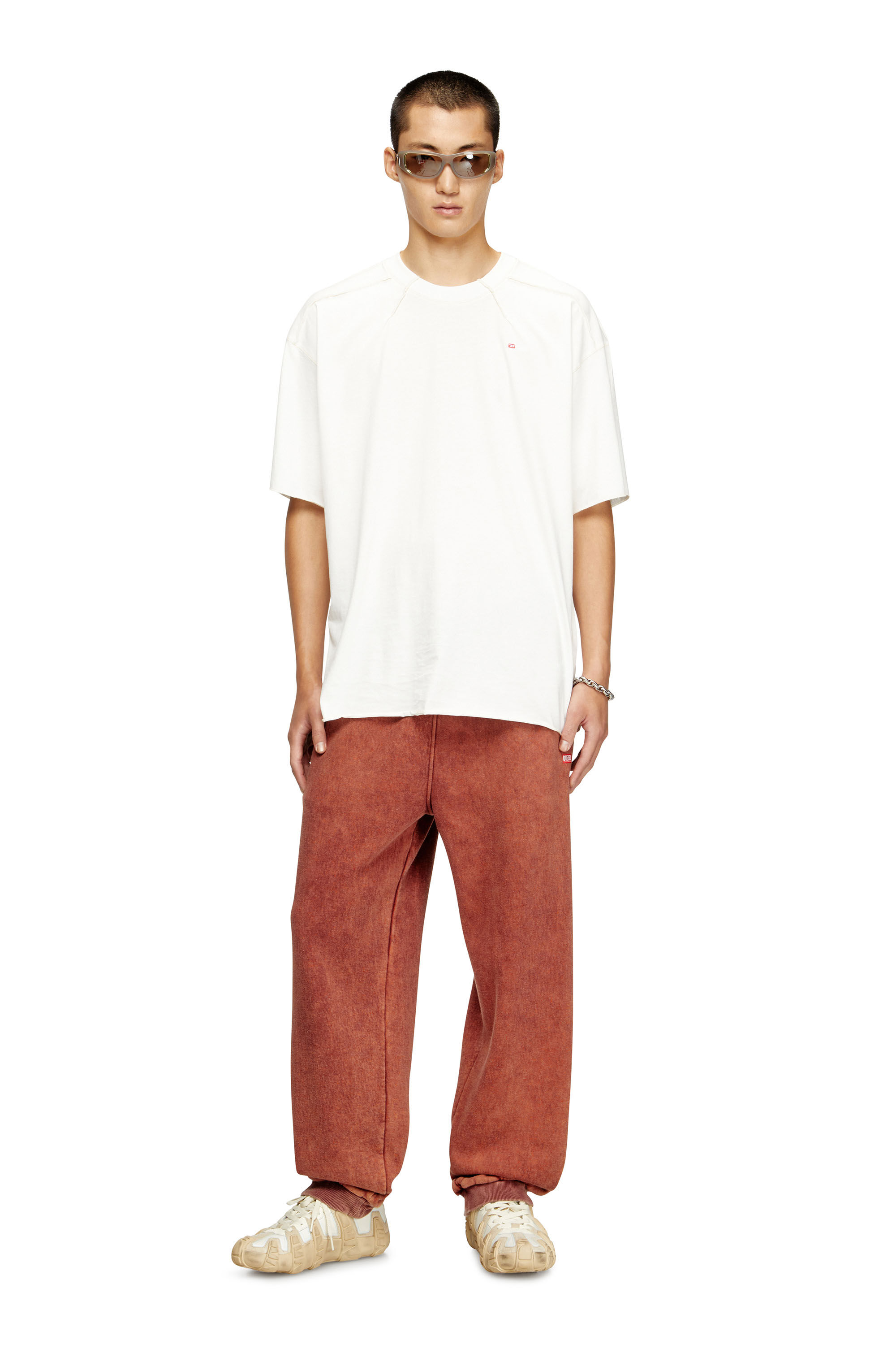 Diesel - T-CRAHOR-BOXT-T1, T-shirt en coton avec micro broderie Homme in Blanc - 1
