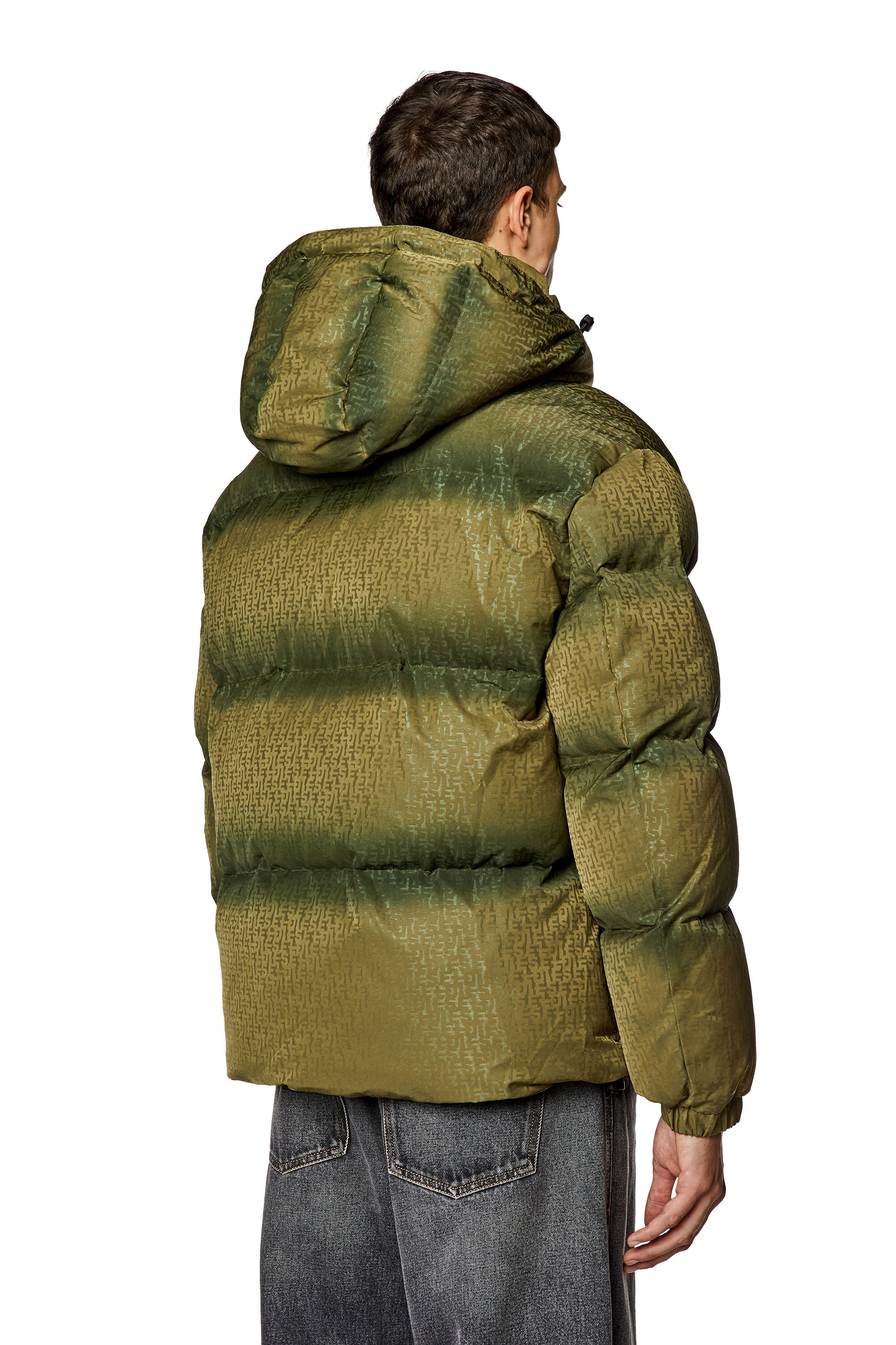 Men's Puffer jacket with monogram motif | Green | Diesel