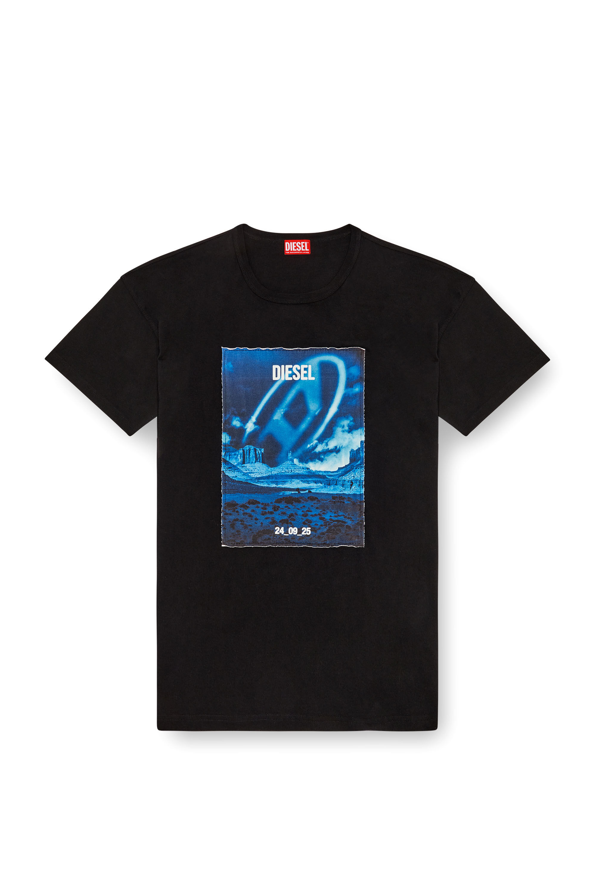 Diesel - T-BOXT-Q16, Homme T-shirt à manches longues avec empiècement imprimé in Noir - Image 2