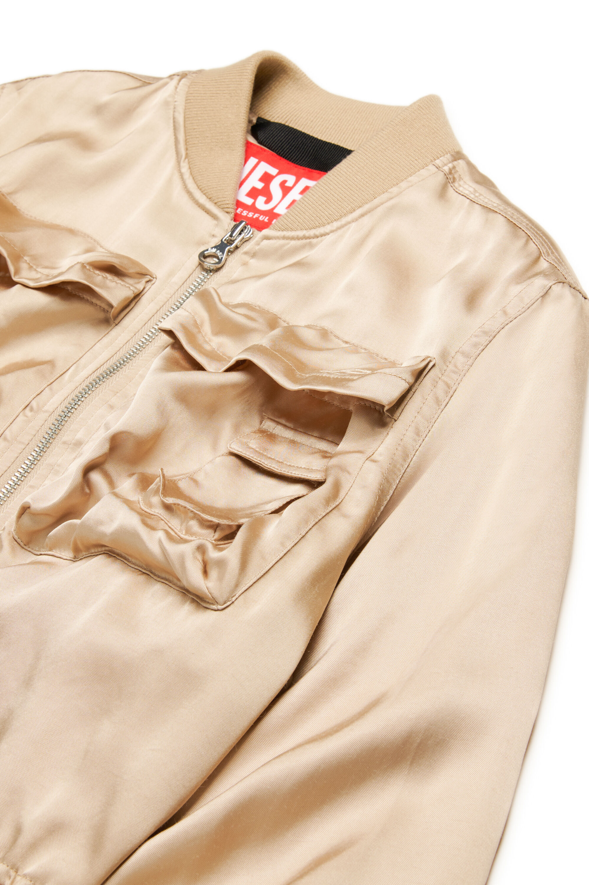 Diesel - JGKHLOWS, Veste bomber en satin avec poches cargo Femme in Marron - 3