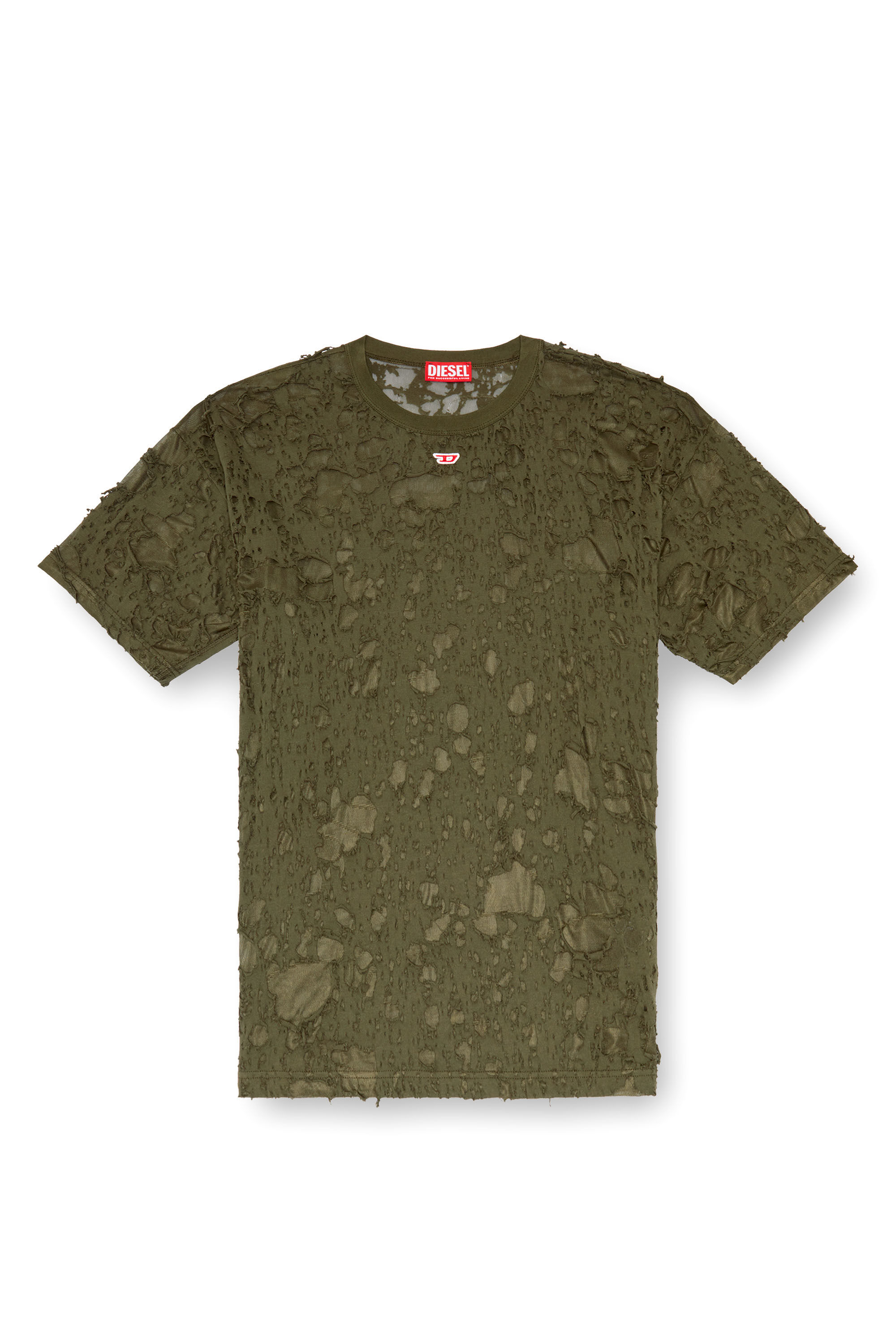 Diesel - T-BOXT-Q3, T-shirt superposé avec finition dévorée Homme in Vert - 2