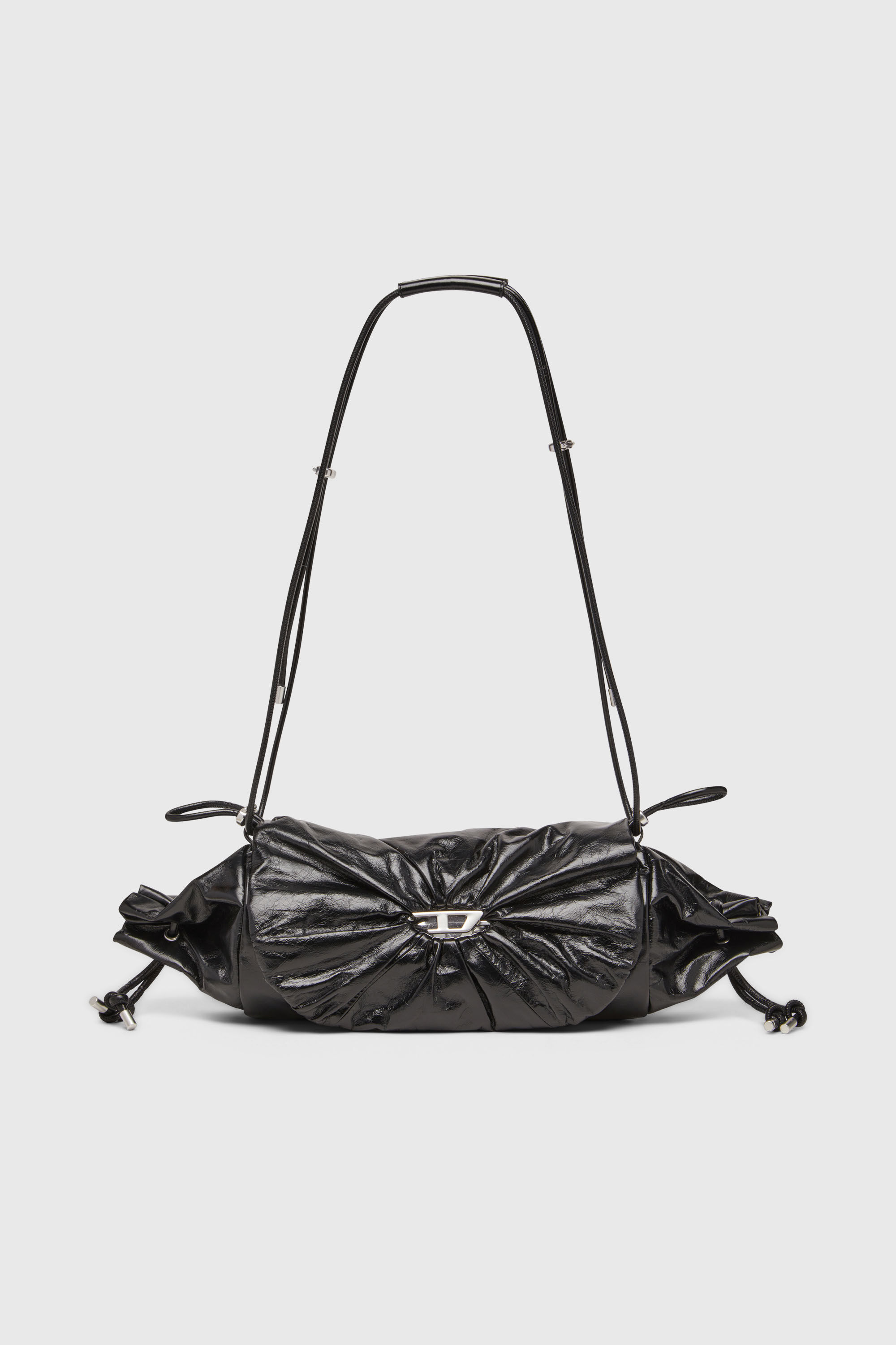 Diesel - SCRUNCH-D SHOULDER M, Scrunch-D M-Sac &agrave; bandouli&egrave;re en cuir froiss&eacute; brillant Femme in Noir - 2