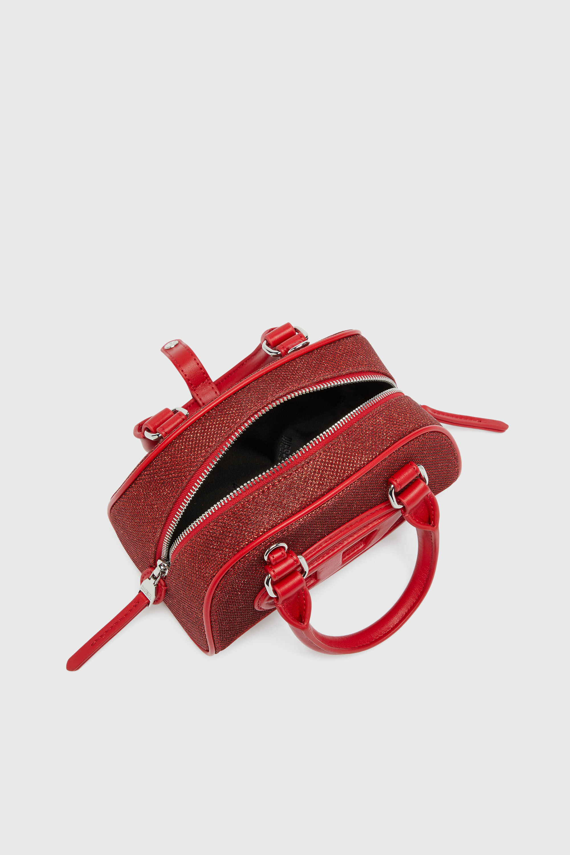 Diesel - 1DR DOME CROSSBODY, 1DR Dome - Petit sac bowling en tissu Lurex Femme in Rouge - 5