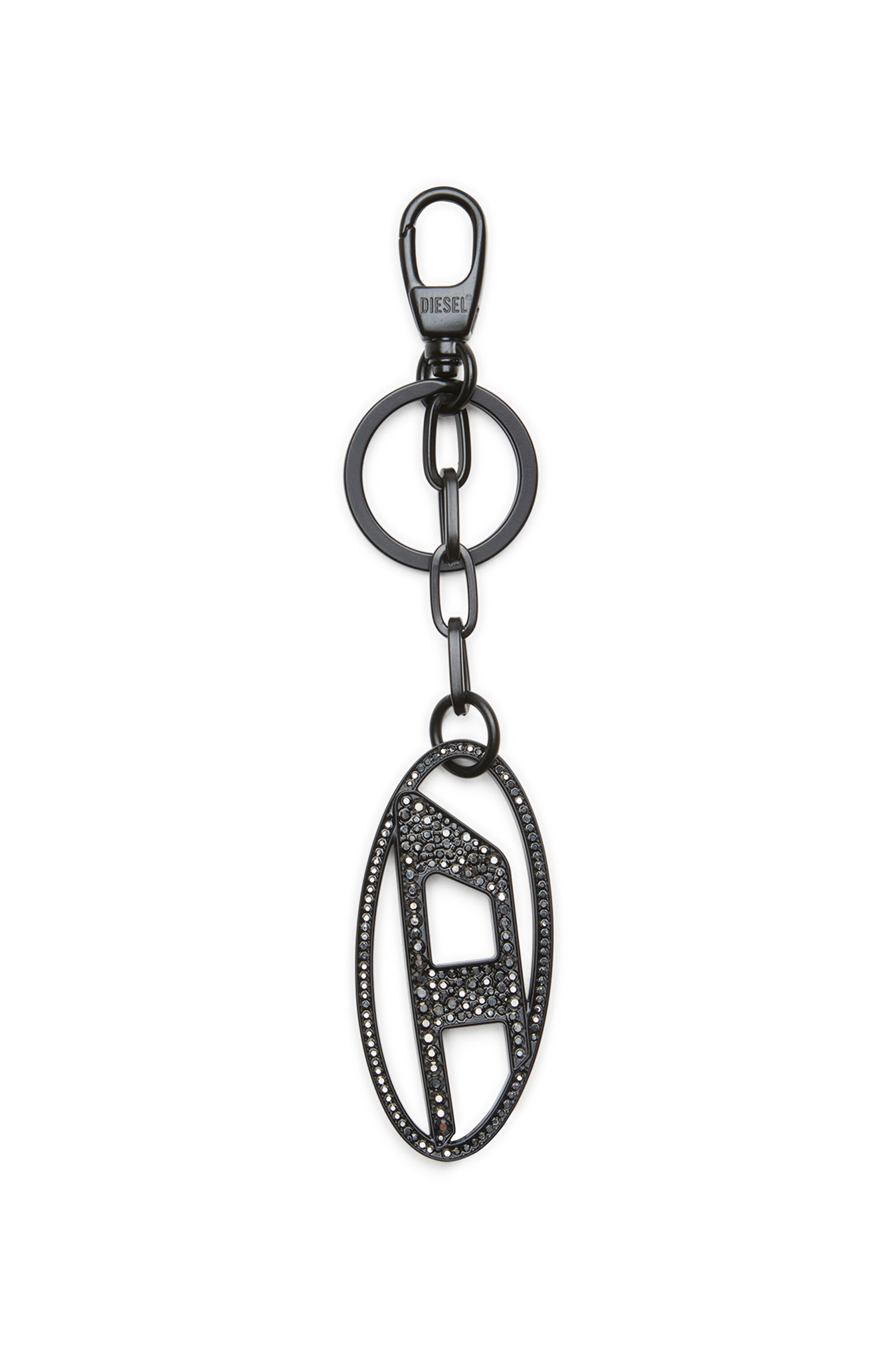 Diesel - HOLY-C, Porte-clés Oval D en métal avec cristaux Femme in Noir - 1