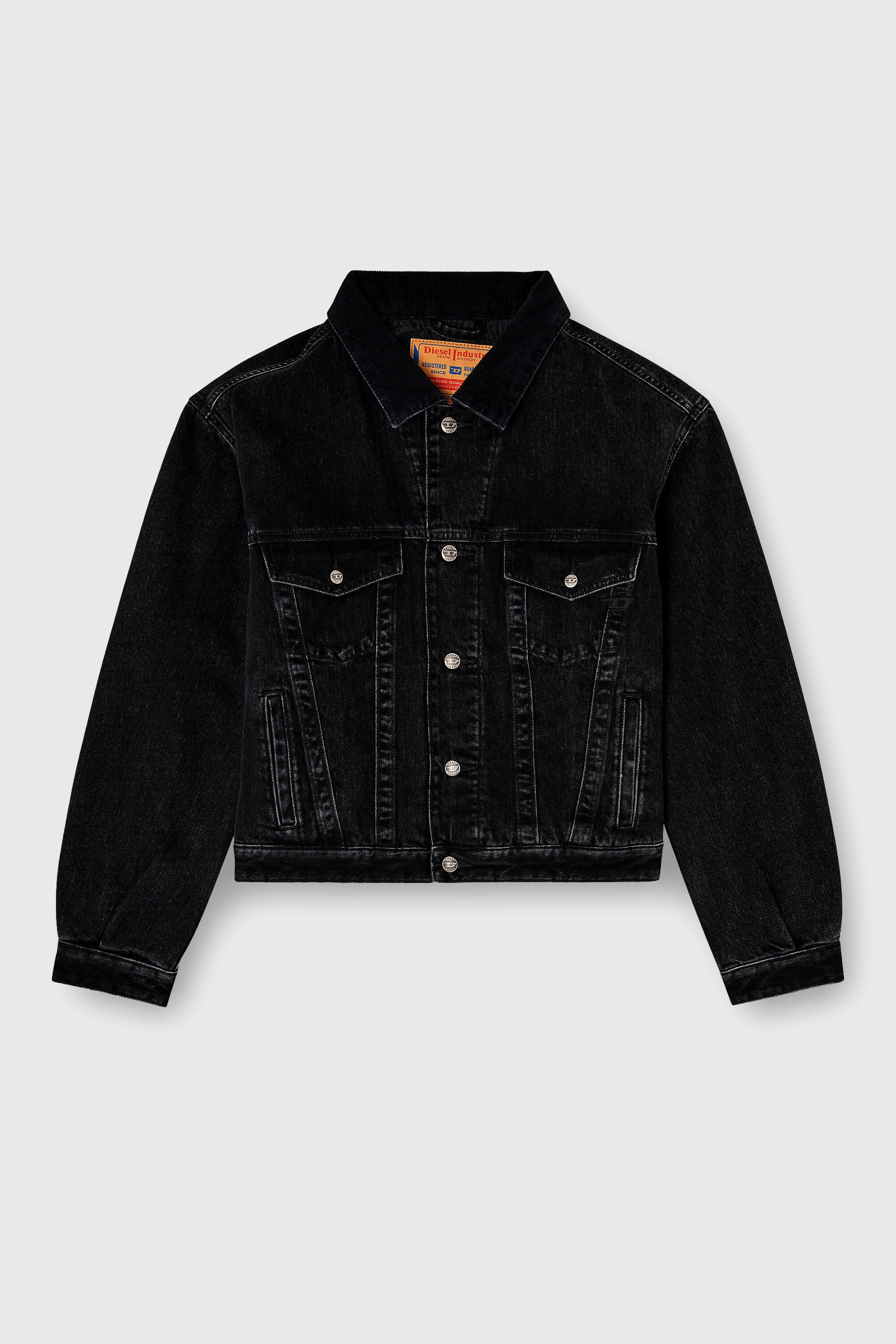 Diesel - D-RANGER-T, Veste rembourr&eacute;e de camionneur en denim Mixte in Noir - 2