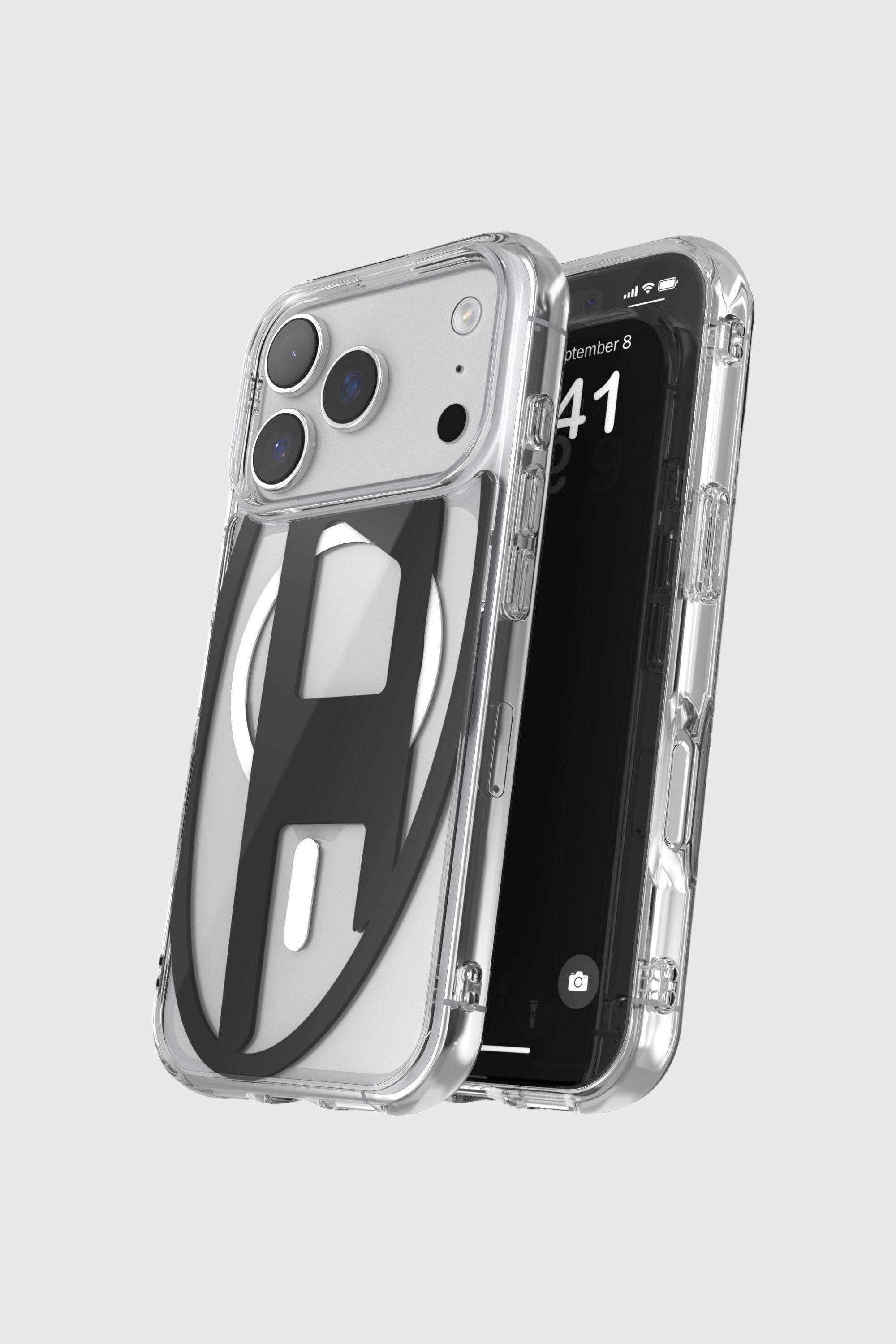 Diesel - 60417 AOP CASE, &Eacute;tui m&eacute;tallique Oval D avec Magsafe pour iPhone 17 Pro Mixte in Noir - 4