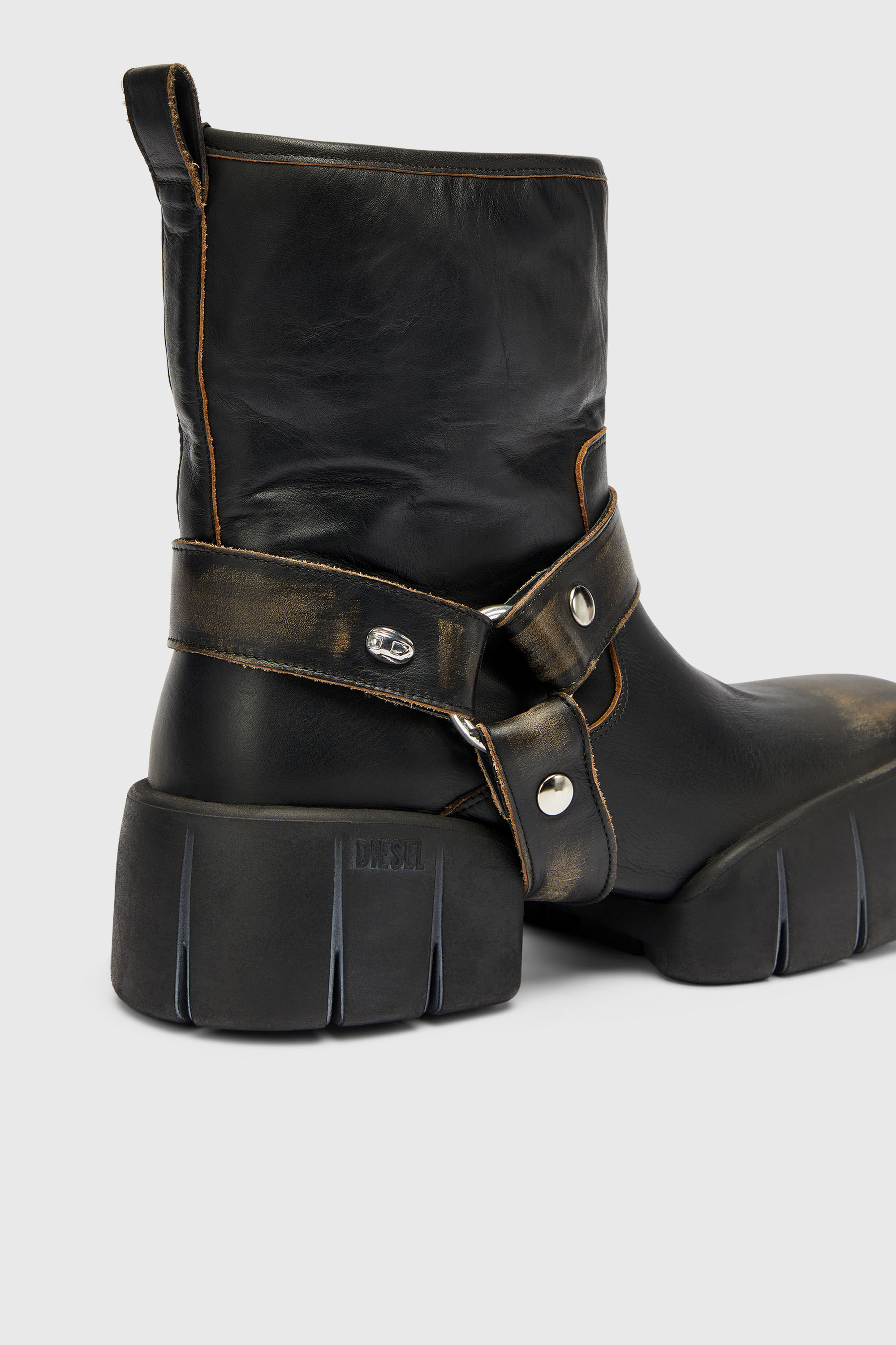 Diesel - D-TEX TU, D-Tex - Bottes biker en cuir effet vieilli Homme in Marron - 4