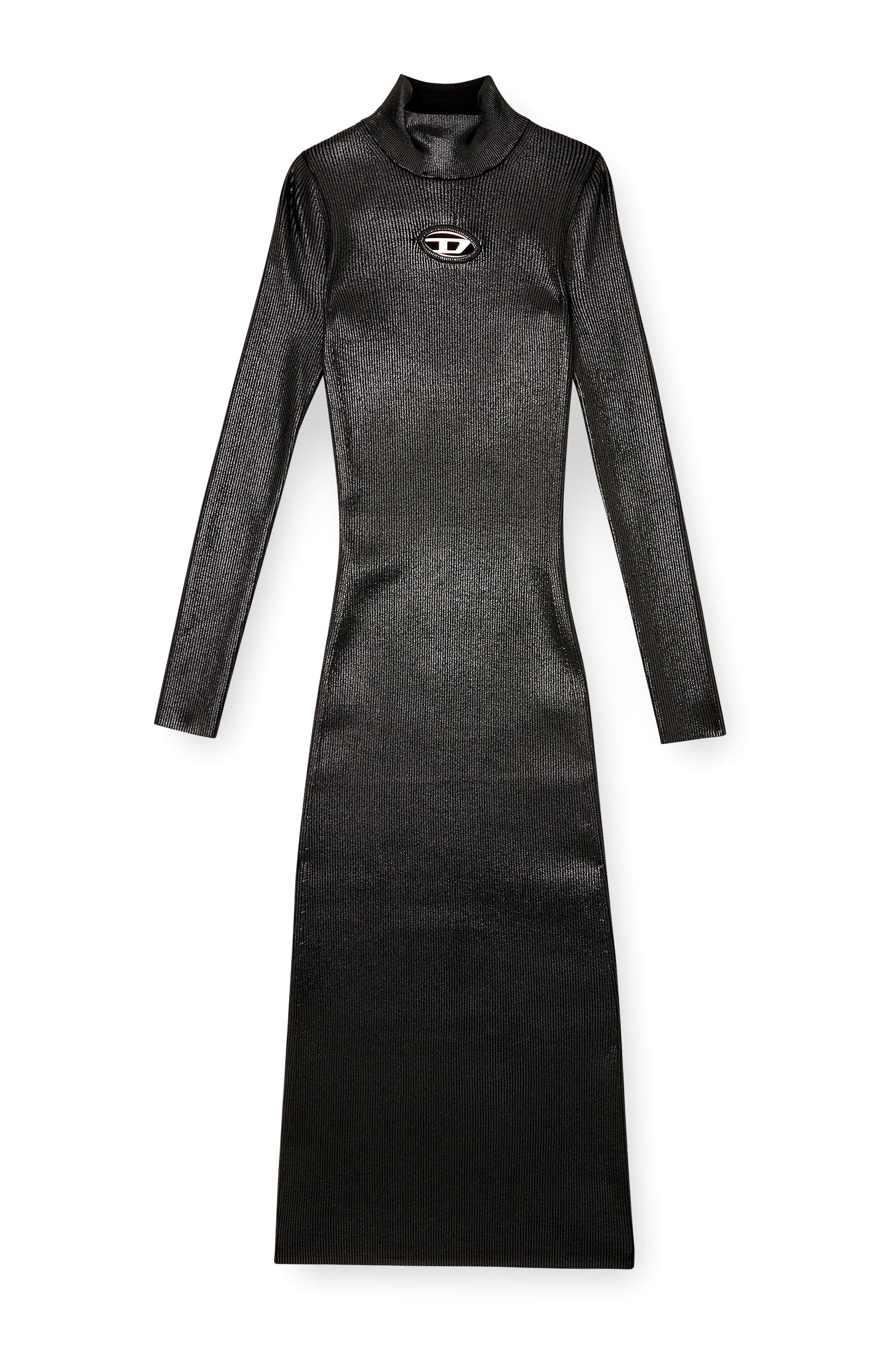 Diesel - M-ZARY-B, Robe midi à col roulé en maille brillante Femme in Noir - 2