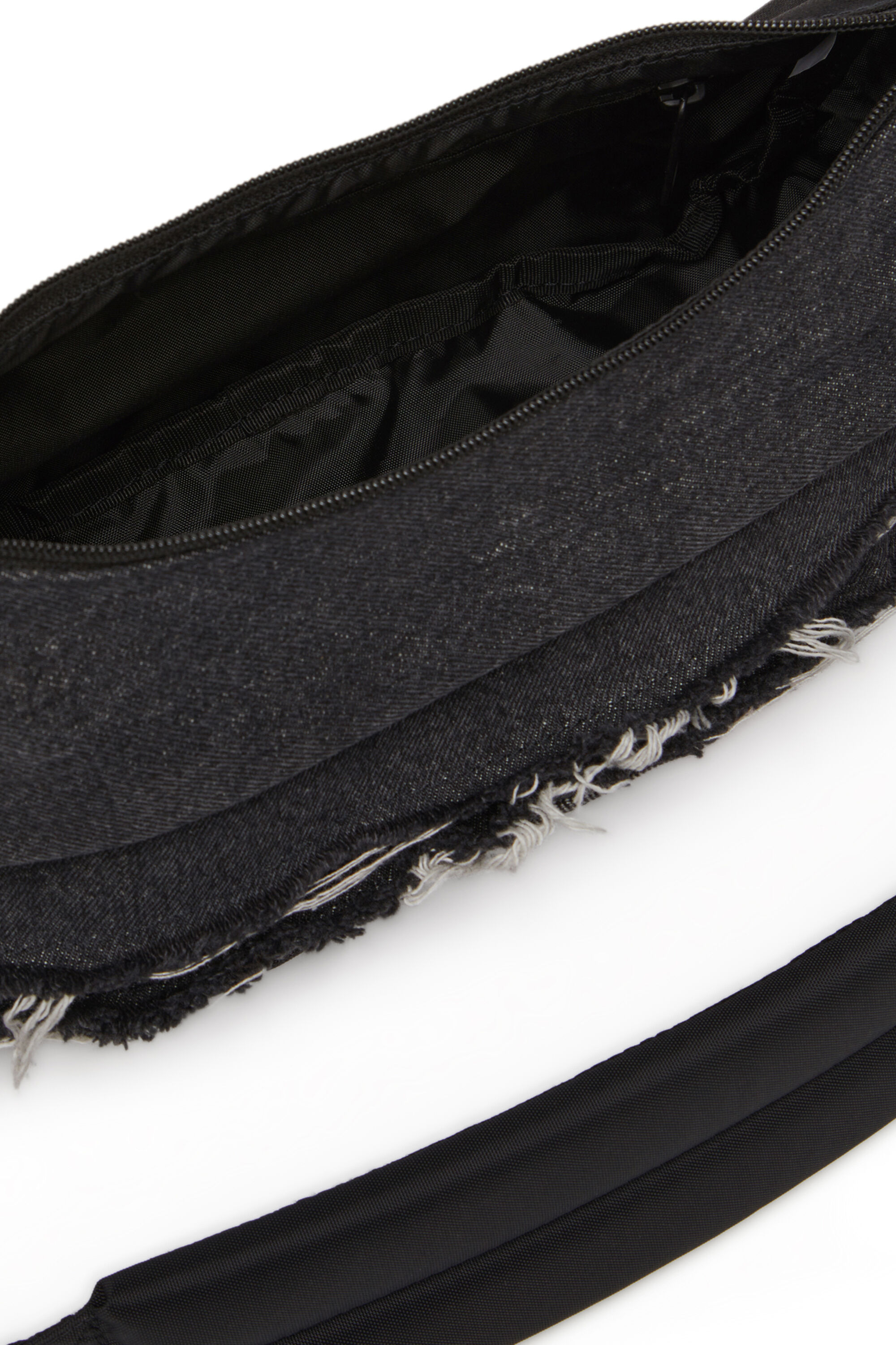 Diesel - DIESEL SHOULDER BAG, Sac à bandoulière en denim effet destroy et CORDURA® Mixte in Noir - 4
