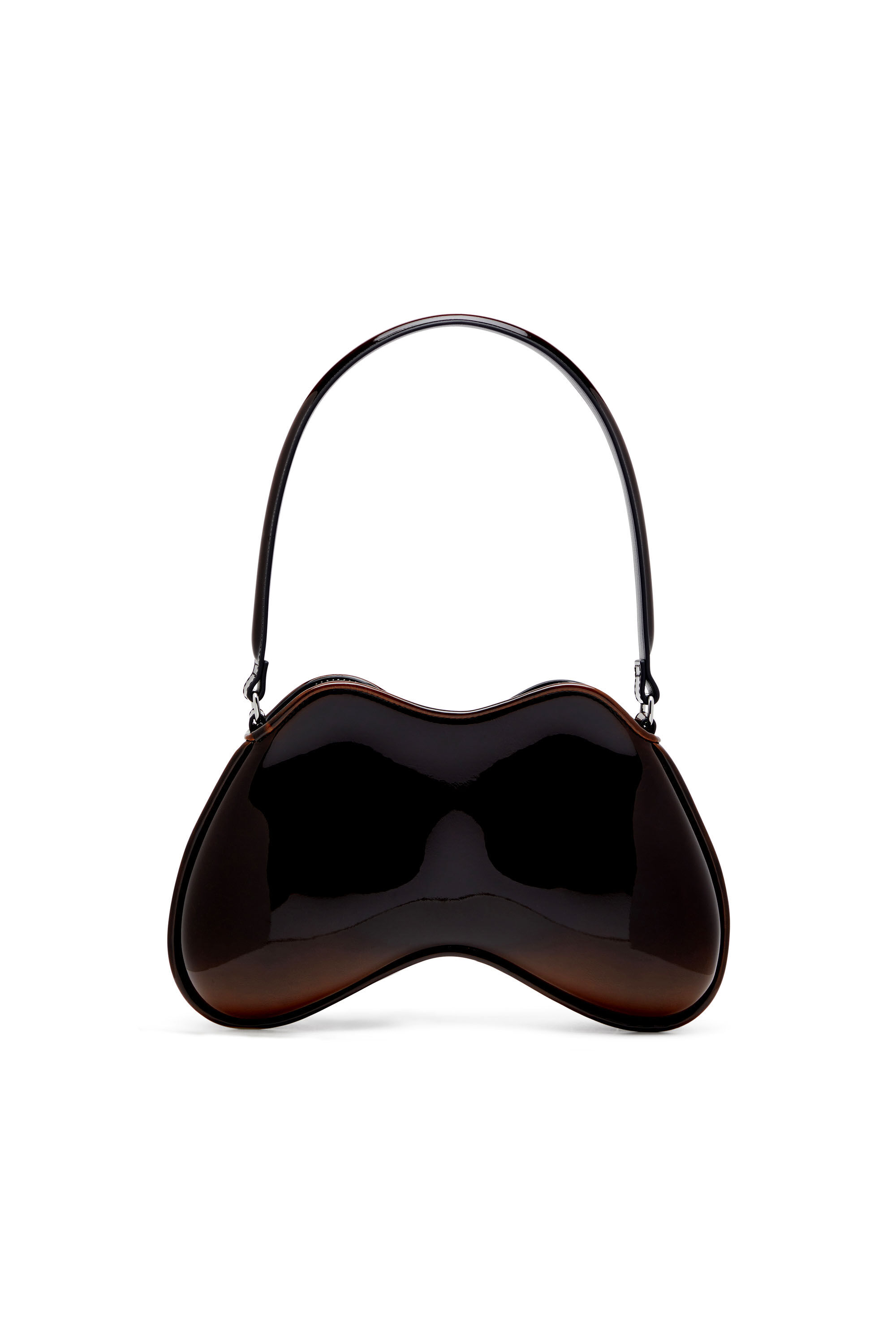 Diesel - DOUBLE-D SHOULDER, Double-D-Sac épaule rigide en PU brillant dégradé Femme in Marron - 3