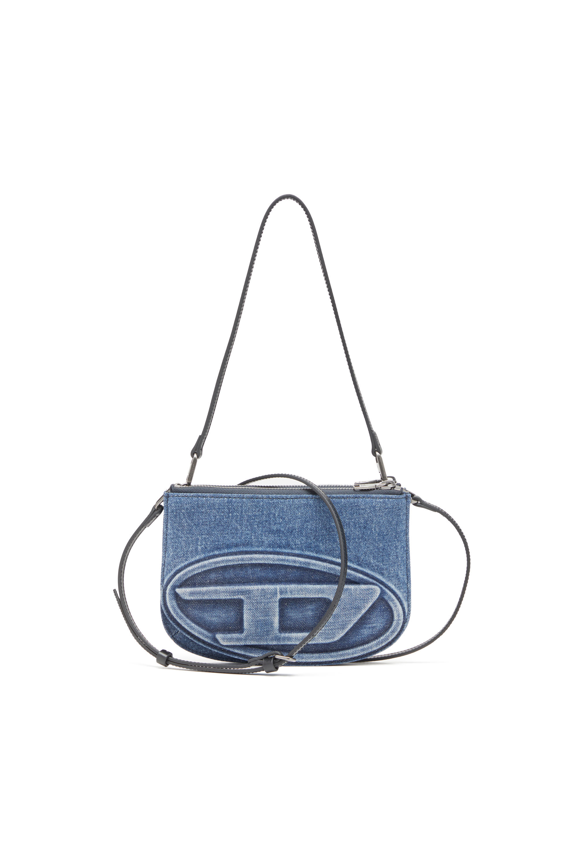 DIESEL☆ Double-D-Shoulder bag in solarised denim Women's 1DR Twin-Double-pouch shoulder bag in solarised