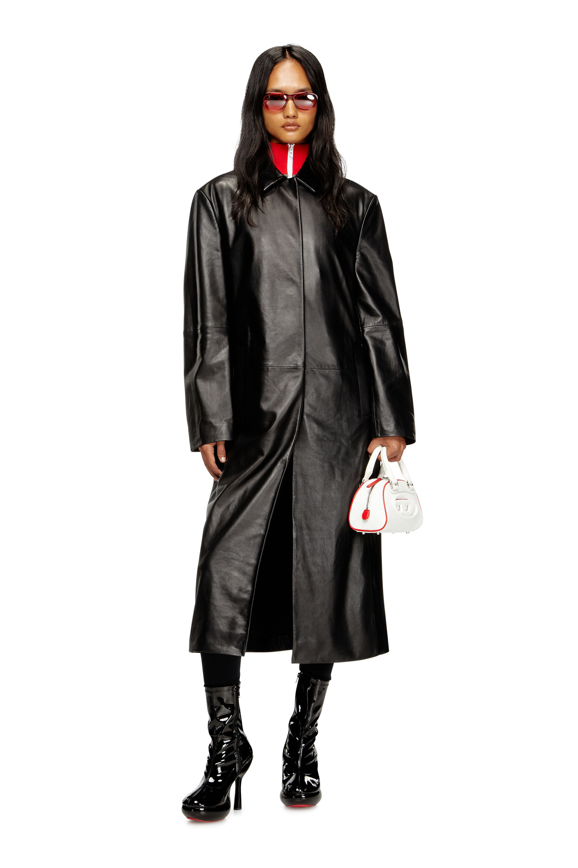 Diesel - L-ANCELOT, Long manteau en cuir matelassé Femme in Noir - 1
