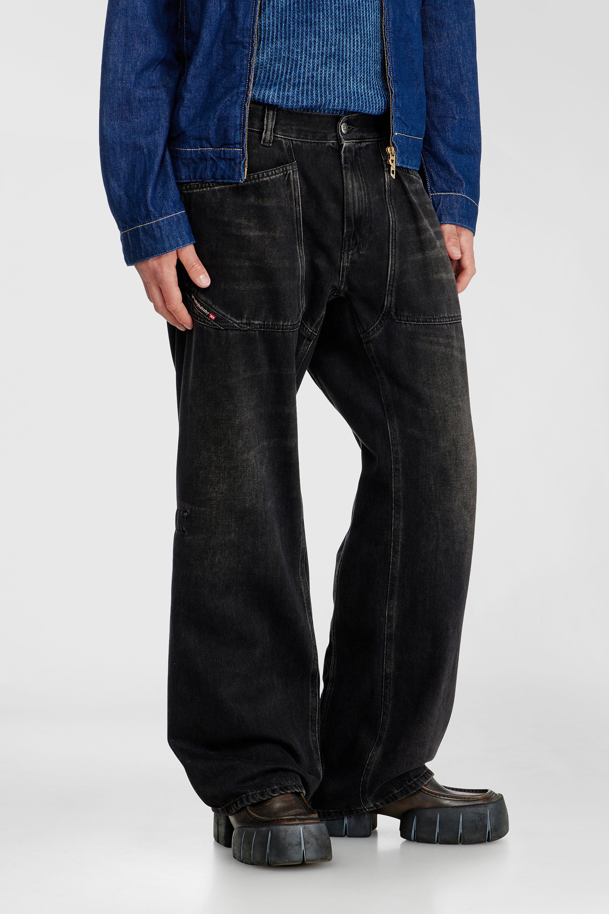 Diesel - Relaxed Jeans D-Zeta 09J96 Homme, Noir/Gris fonc&eacute; - Image 7
