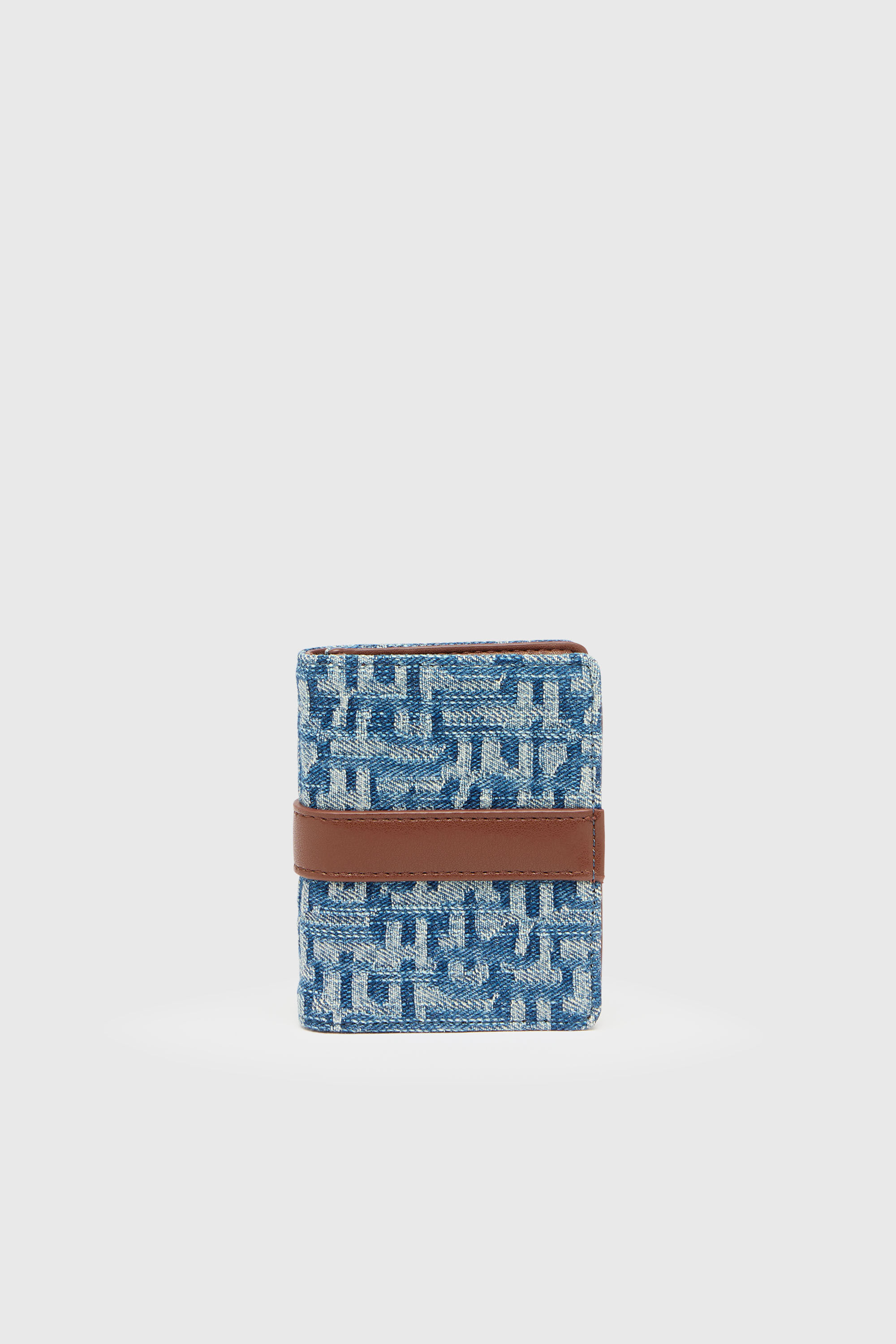 Diesel - D-LINE CARD HOLDER, Porte-cartes en denim monogramme avec d&eacute;tail ceinture Femme in Bleu - 2