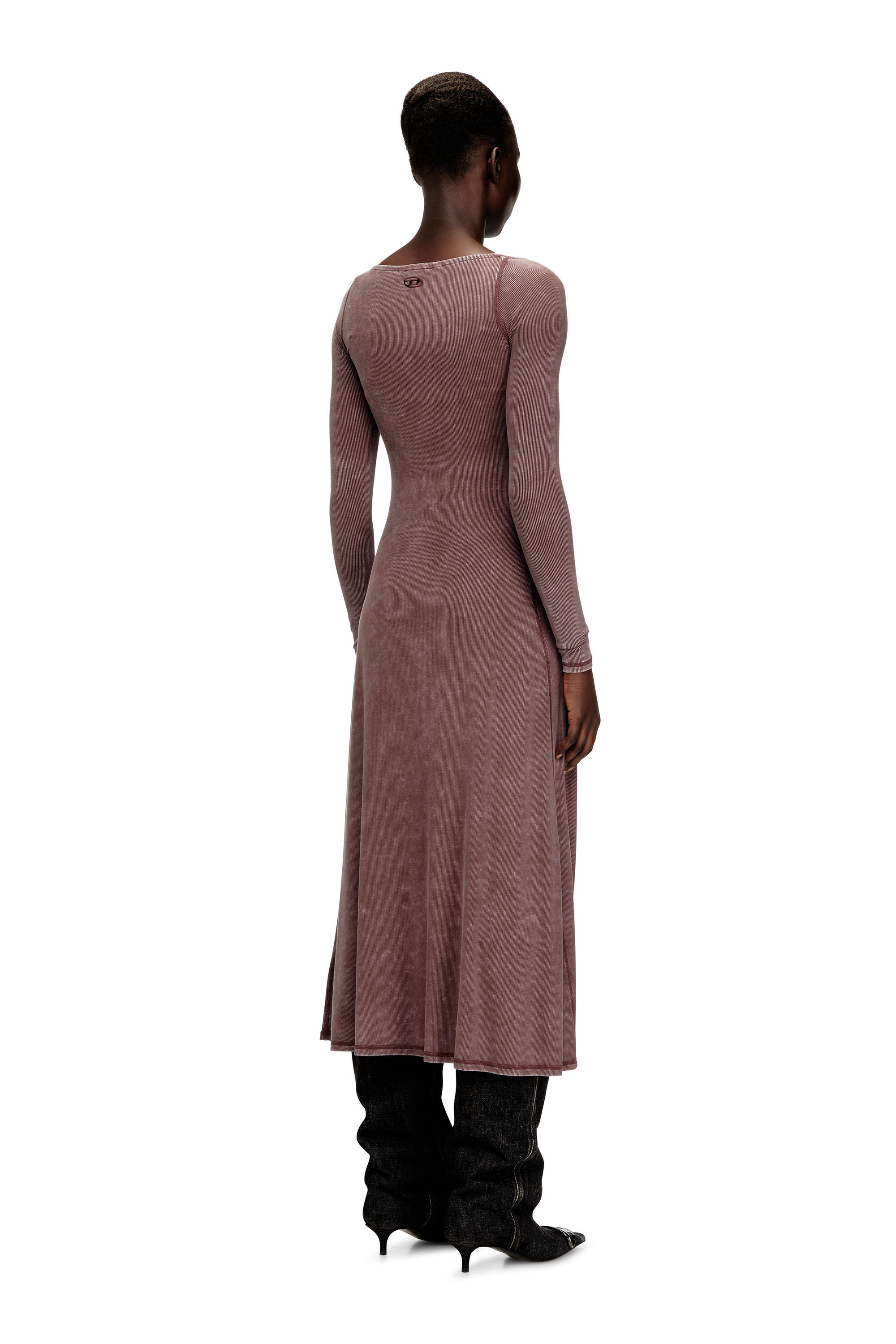 Diesel - D-LEY, Robe mi-longue en jersey côtelé délavé Femme in ToBeDefined - 4