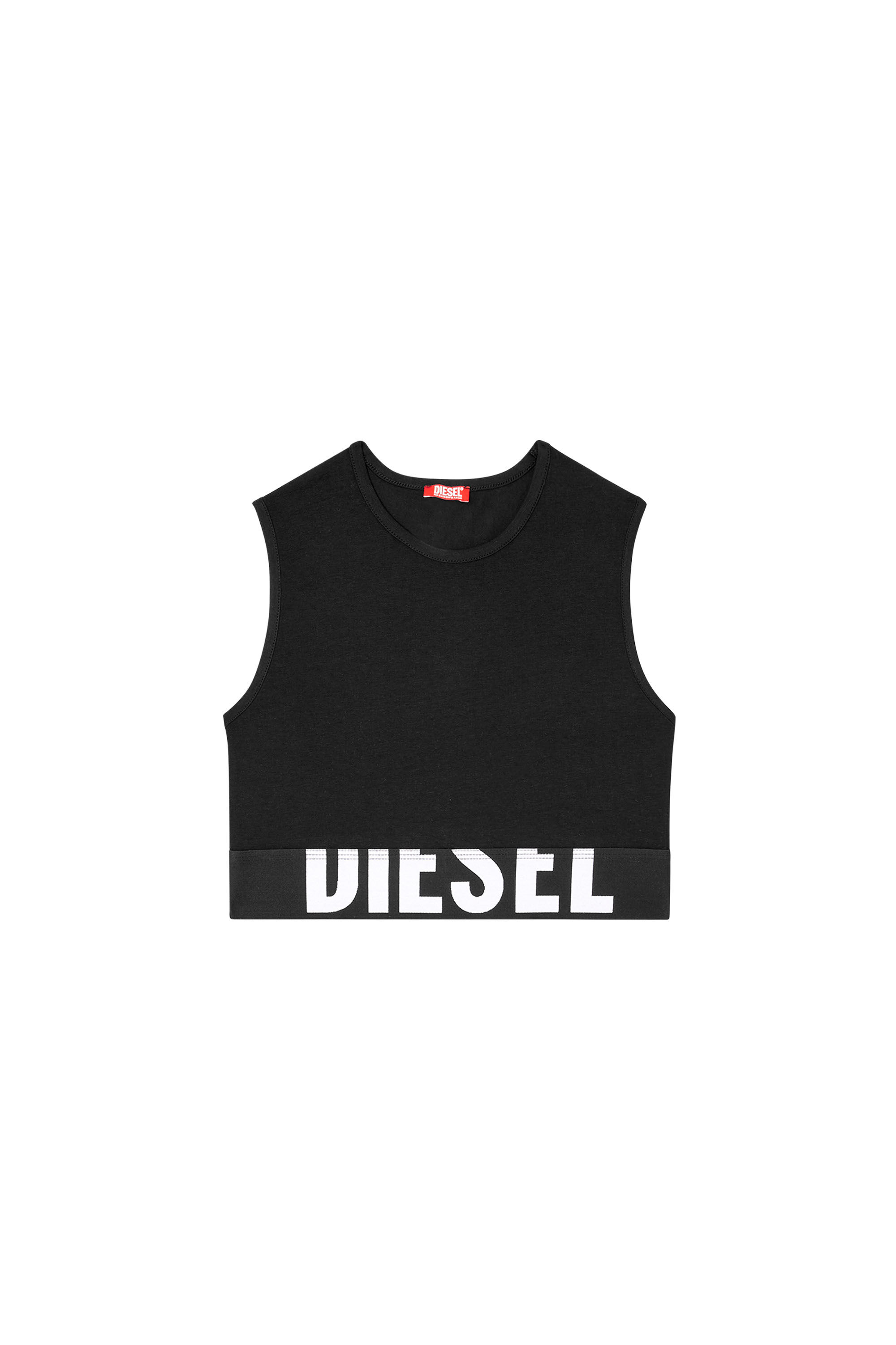 Diesel - ADA-D-POP, Débardeur crop avec logo découpé Femme in Noir - 2