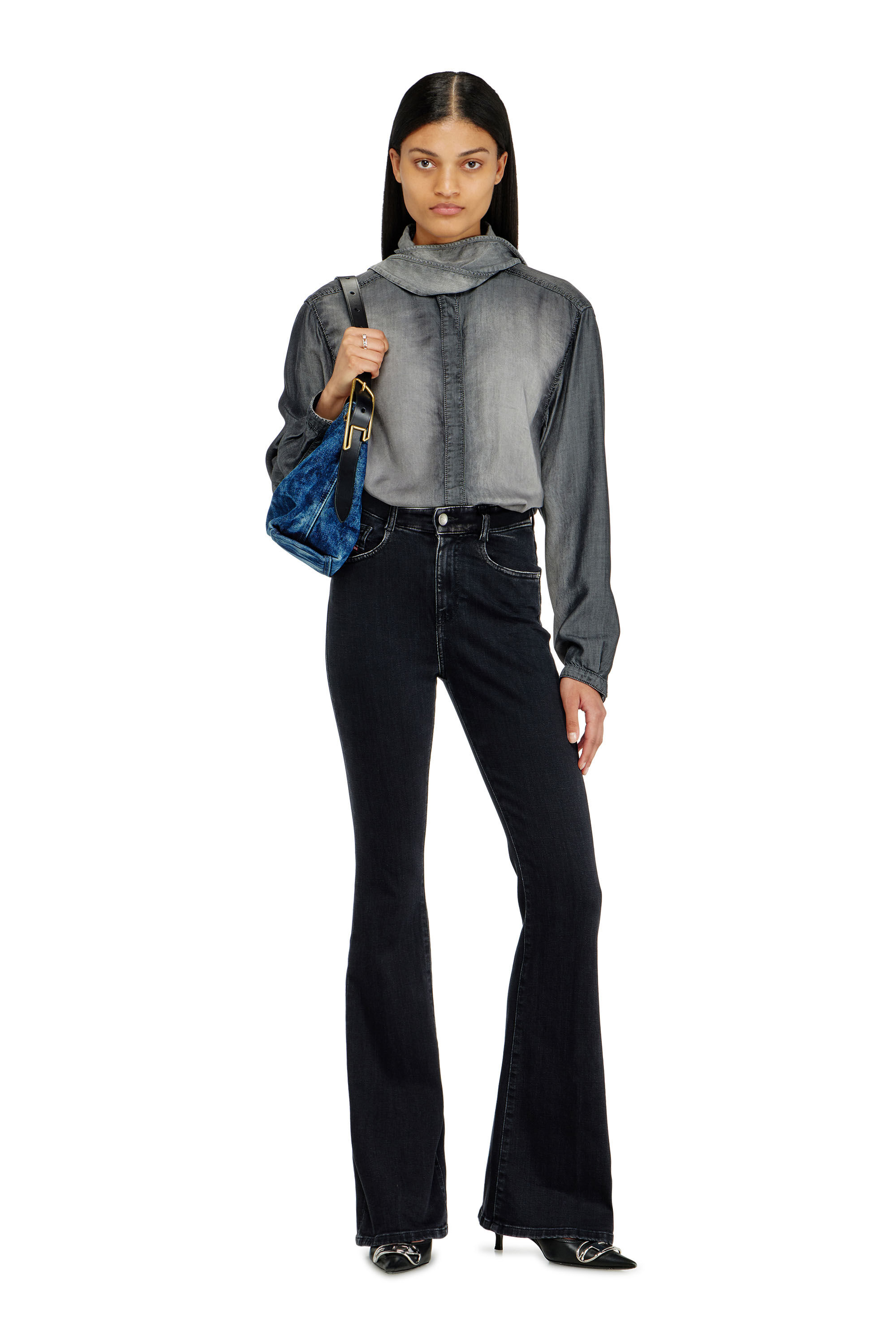 Diesel - D-LINE HOBO S, D-Line-Sac &agrave; bandouli&egrave;re en denim Femme in Bleu - 1