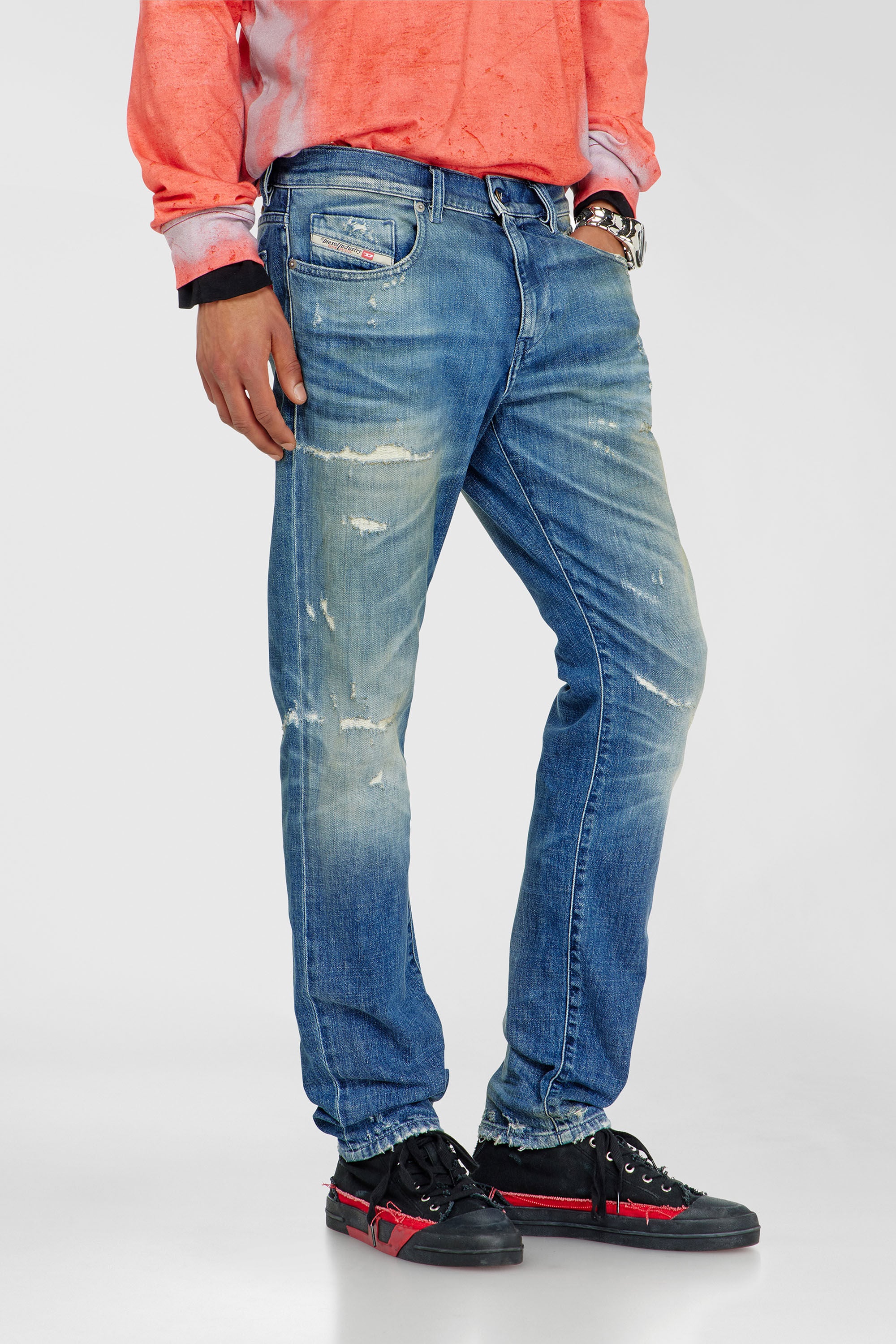 Diesel - Slim Jeans 2019 D-Strukt 007EN Homme, Bleu moyen - Image 7