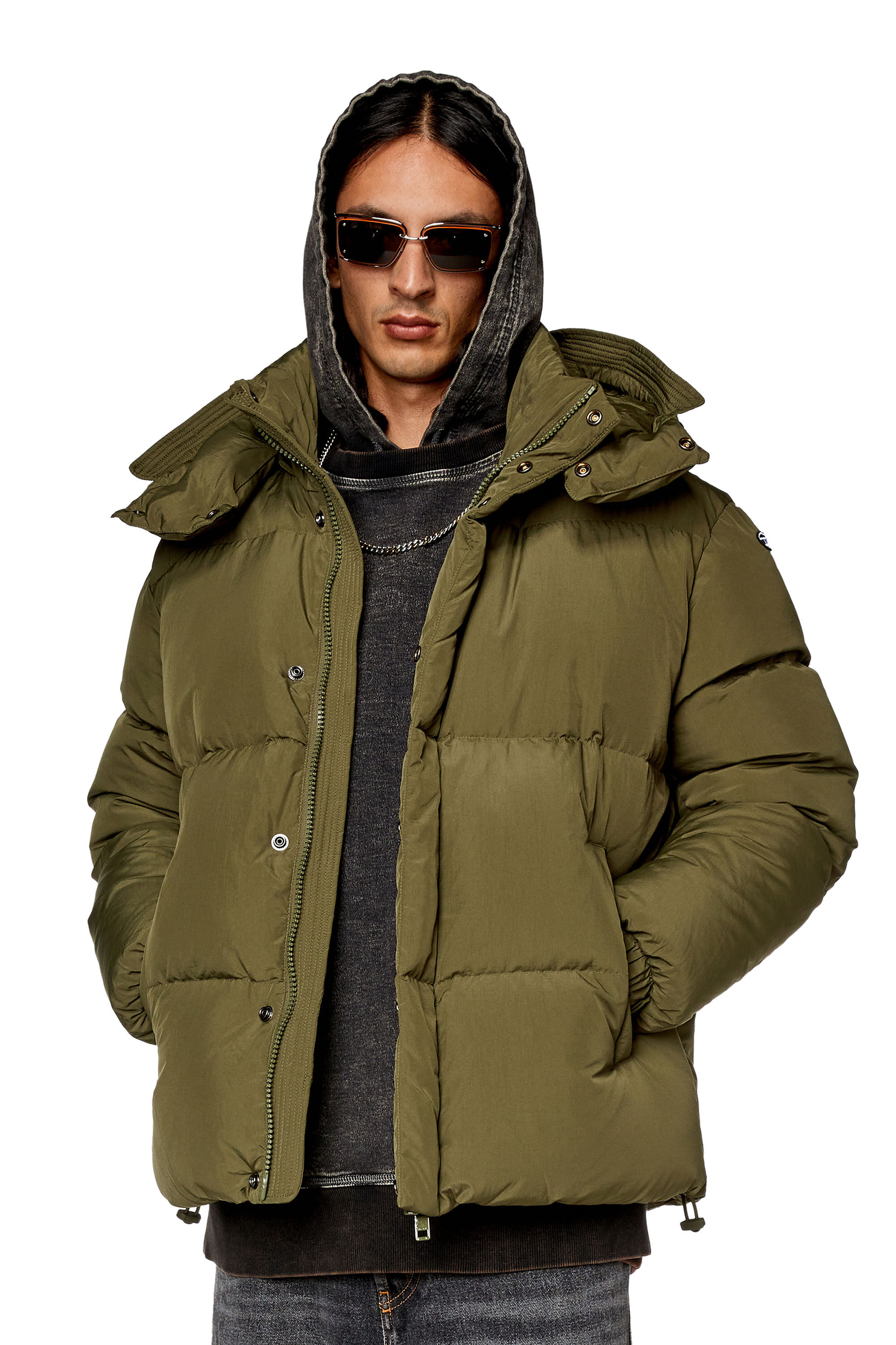Diesel - W-ROLFYS, Doudoune en taslan de nylon recyclé Homme in Vert - 3