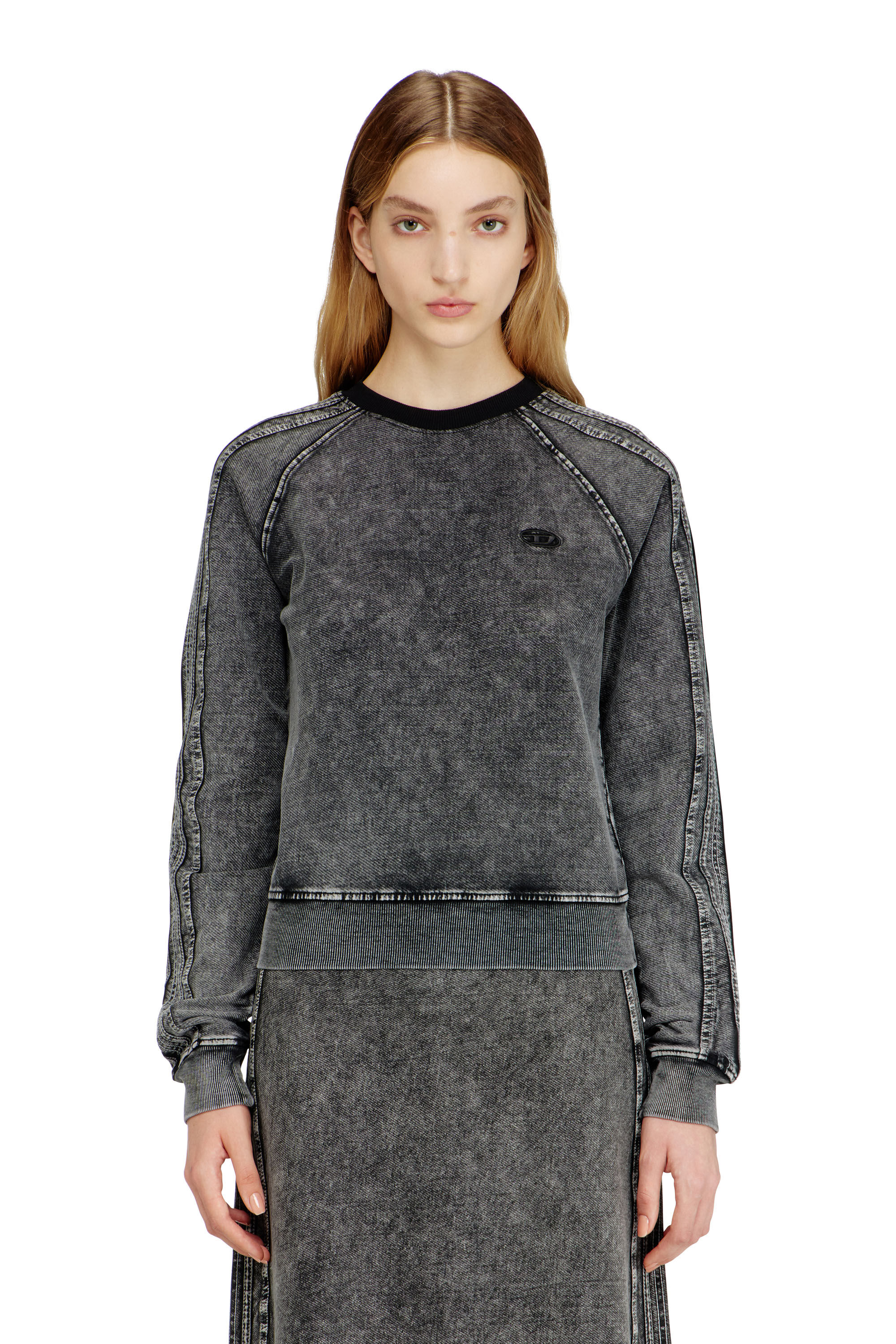 Diesel - F-ALPY, Sweat-shirt avec bandes et broderie Oval D Femme in ToBeDefined - 3