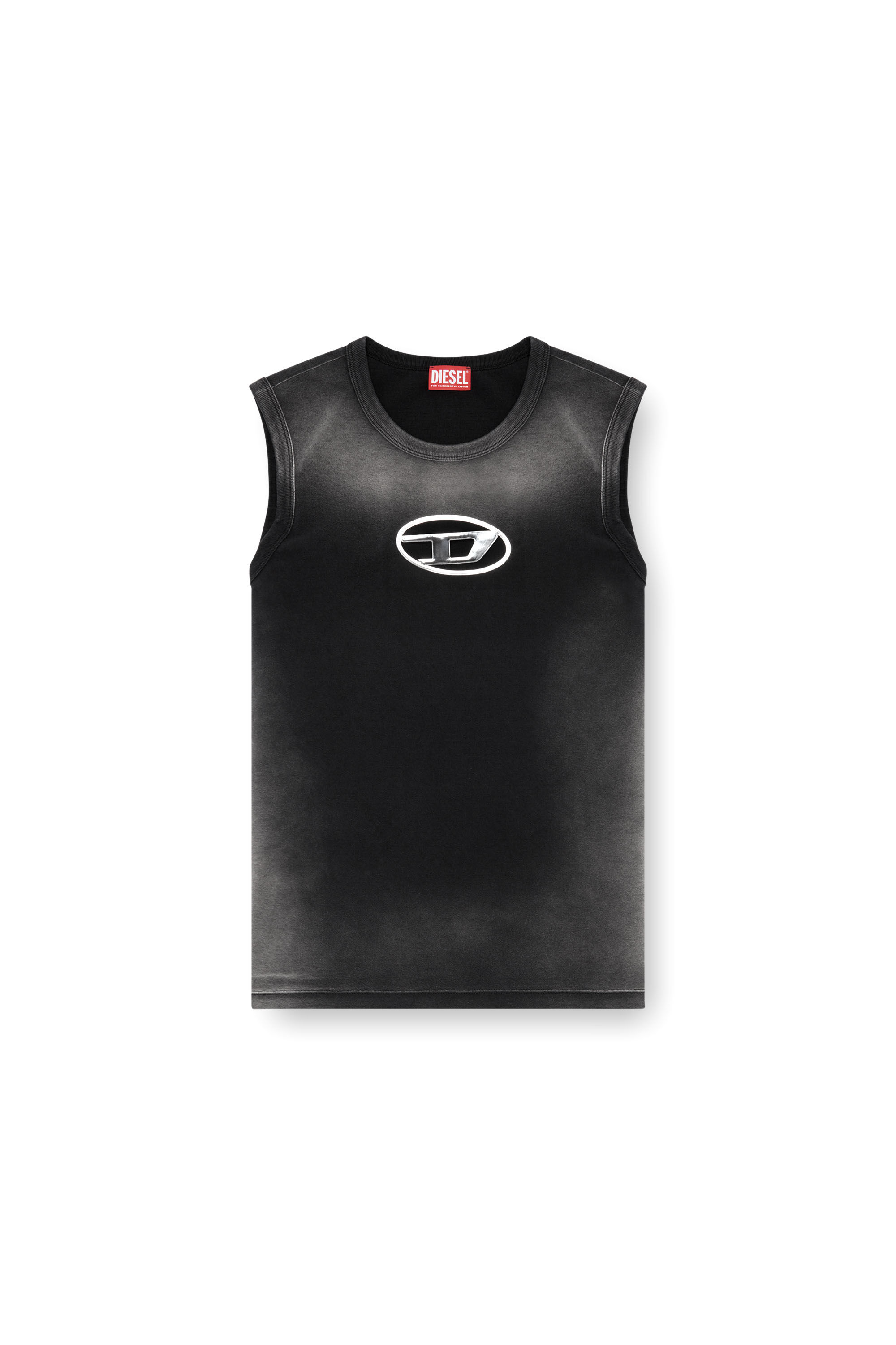 Diesel - T-BRICO, Débardeur délavé avec Oval D bouffant Homme in Noir - 2