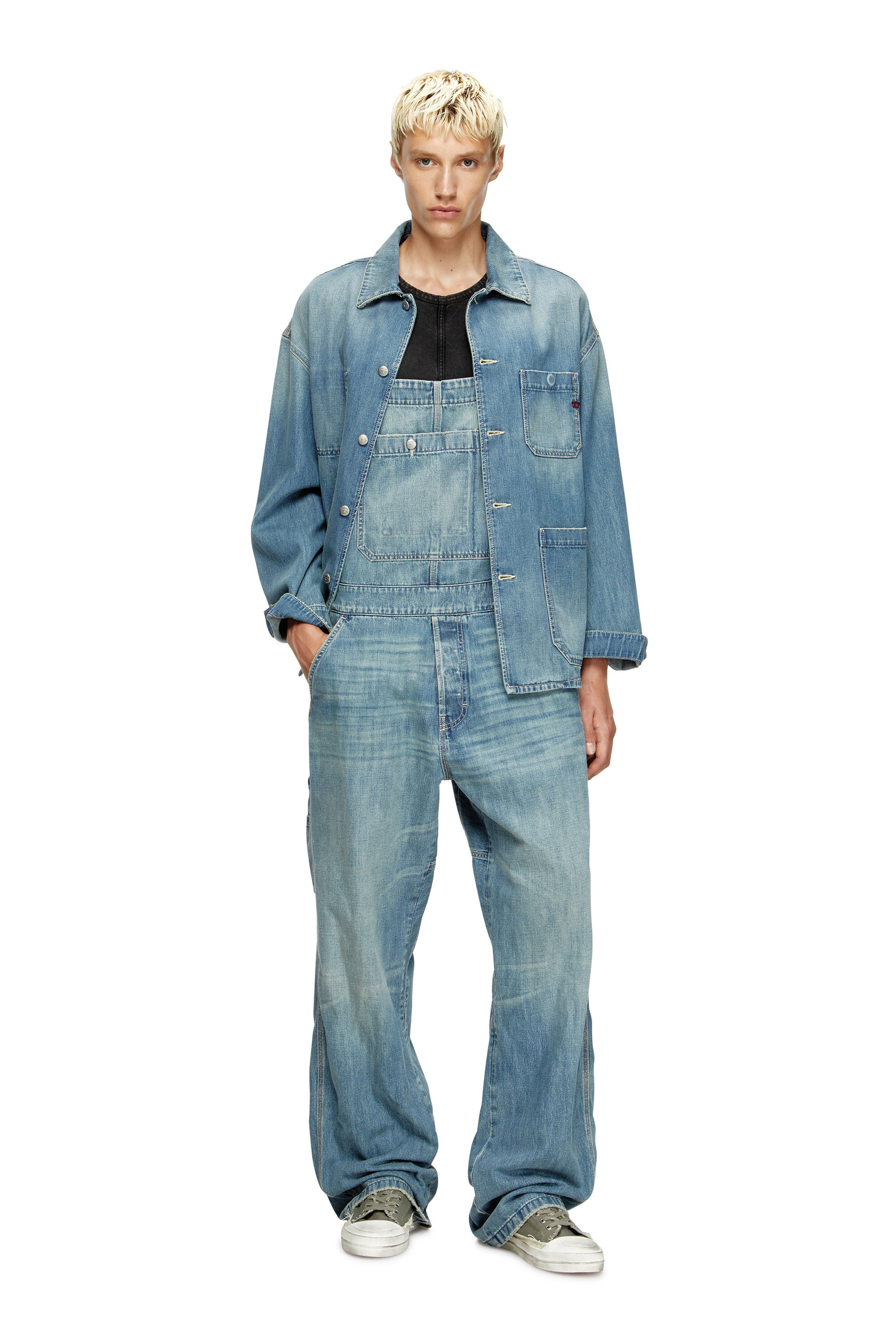 Diesel - D-FRAMU-U, Salopettes en denim de style utilitaire Mixte in Bleu - 1