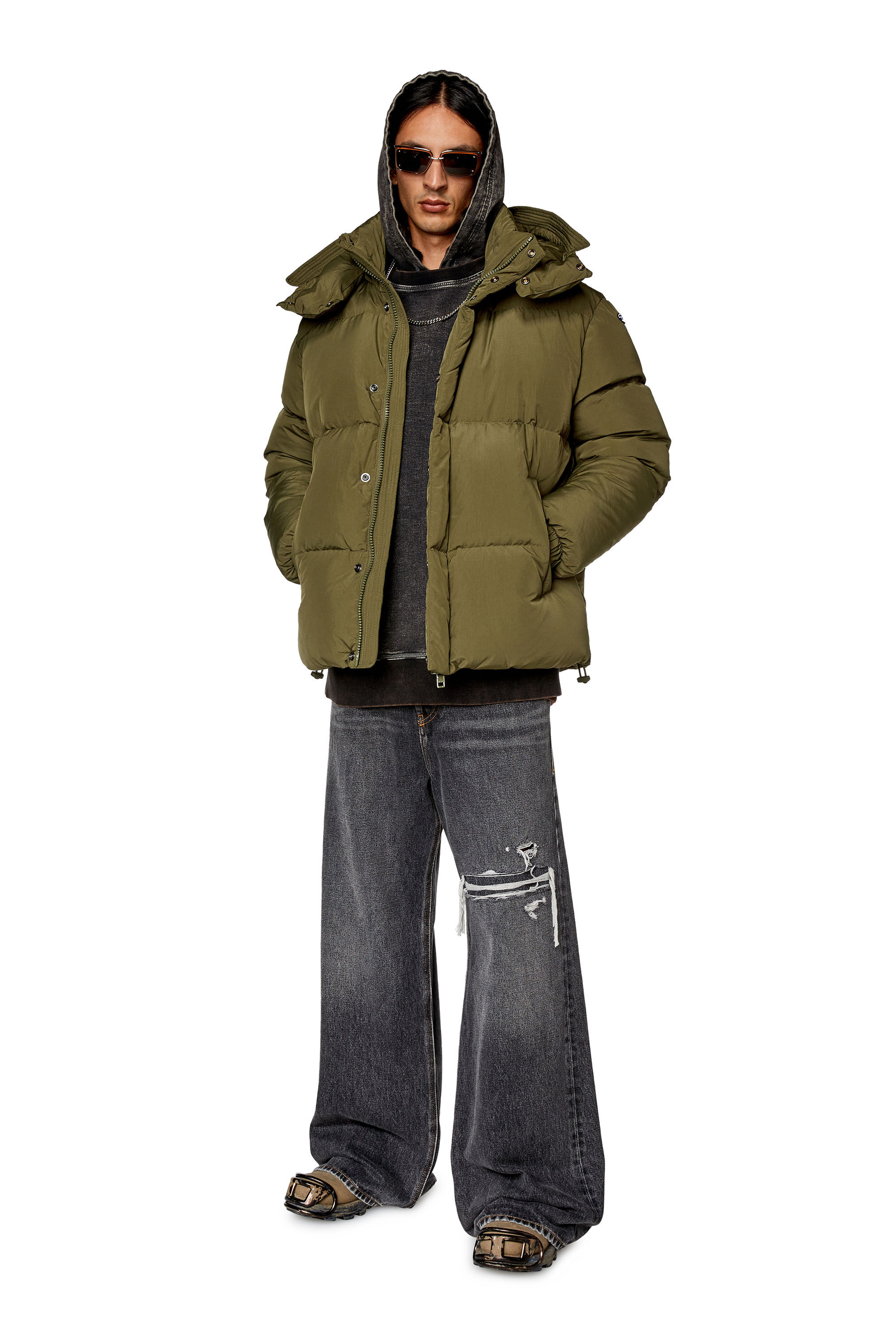Diesel - W-ROLFYS, Doudoune en taslan de nylon recyclé Homme in Vert - 1