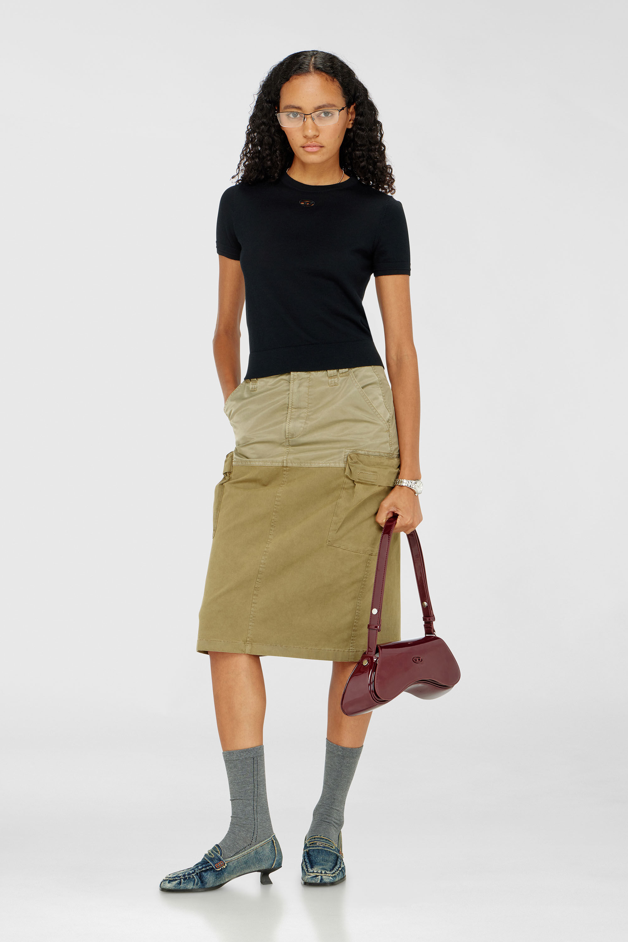 Diesel - M-ALINE, Pull &agrave; manches courtes en laine Femme in Noir - 1