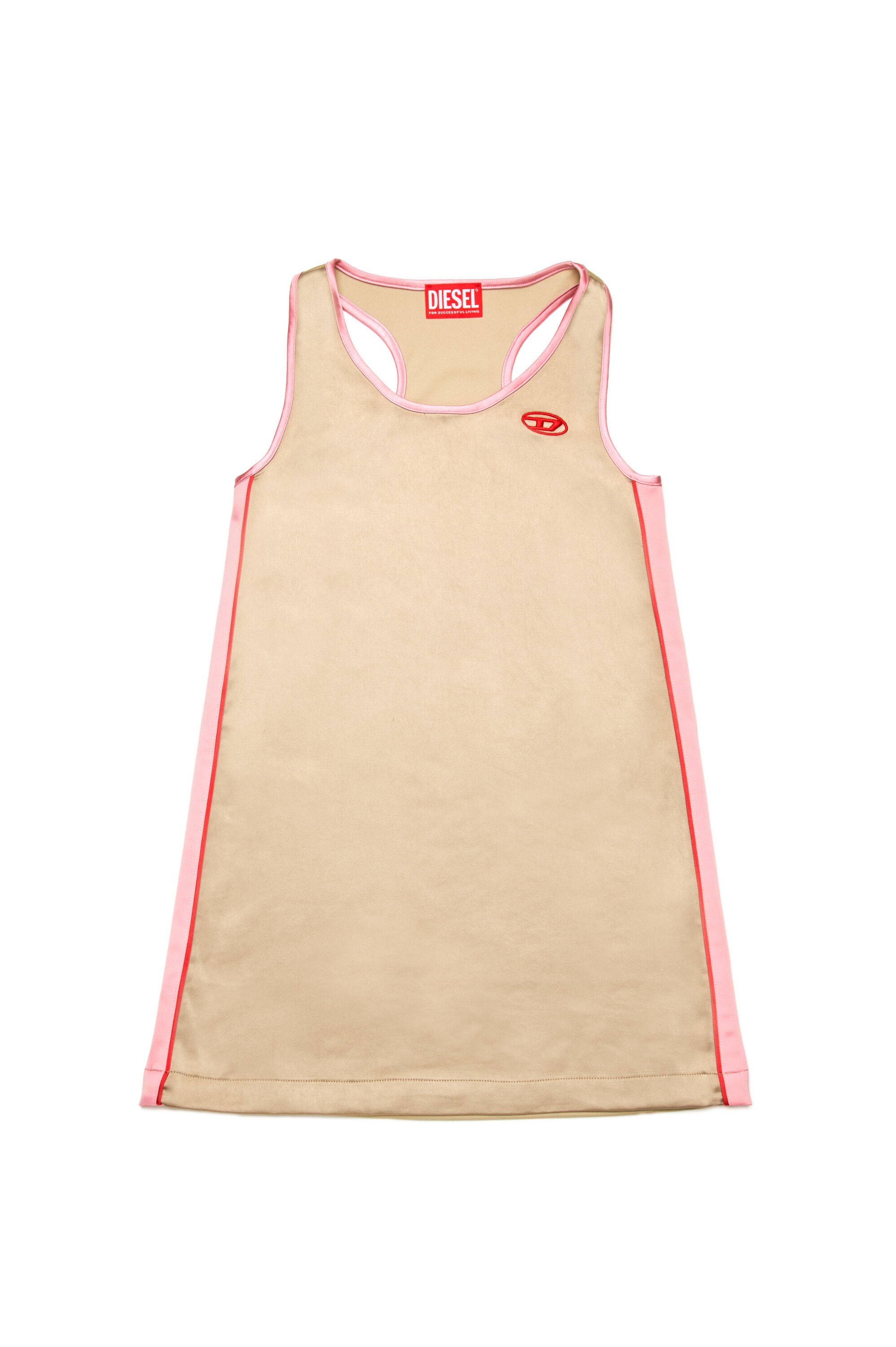 Diesel - DARLYN, Robe à dos nageur en satin et jersey Femme in Marron - 1