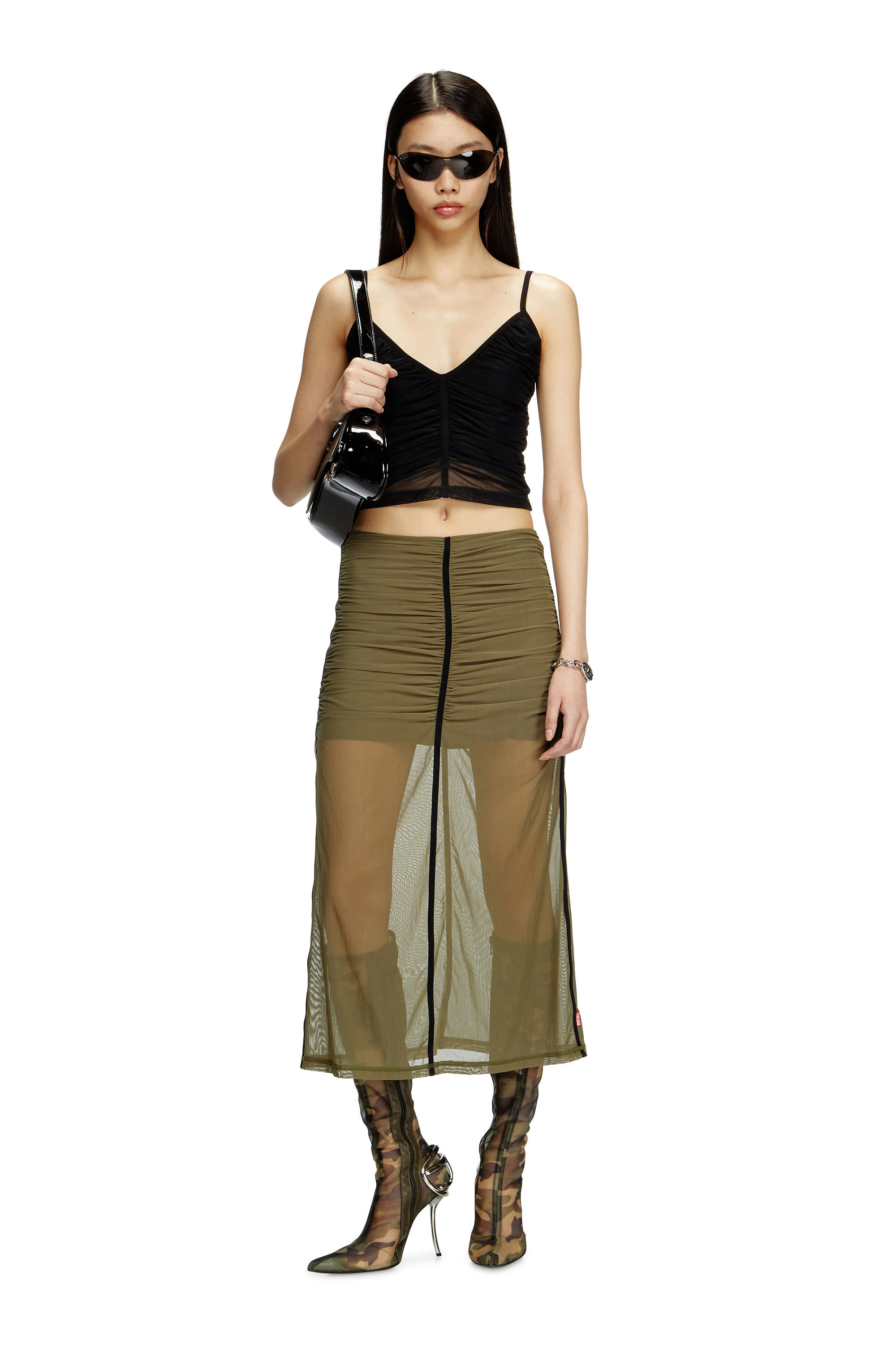 Diesel - T-AIKY, Top à bretelles froncées Femme in Noir - 1