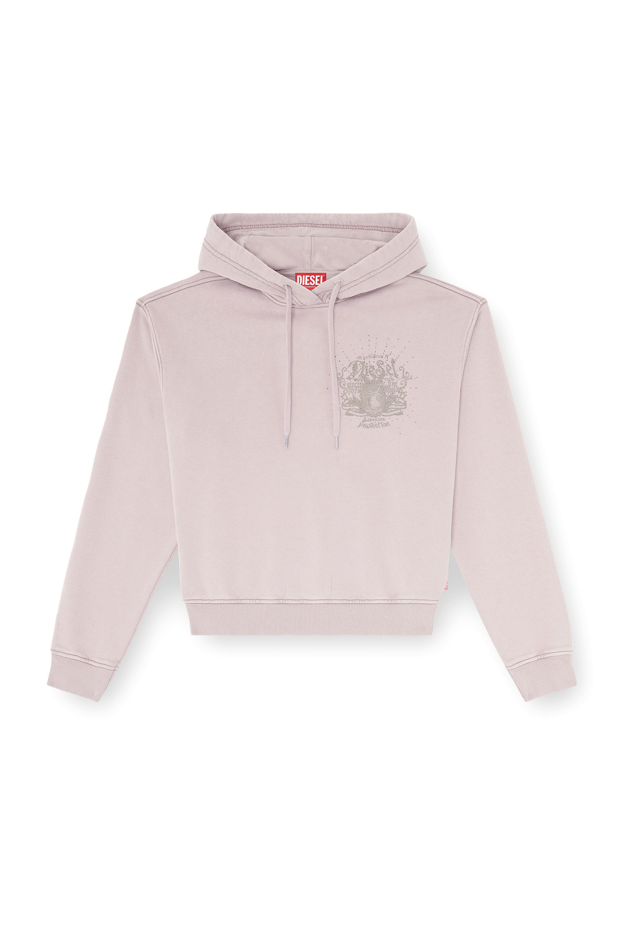 Diesel - F-PHOENY, Sweat &agrave; capuche avec imprim&eacute;s et clous strass Femme in Violet - 2