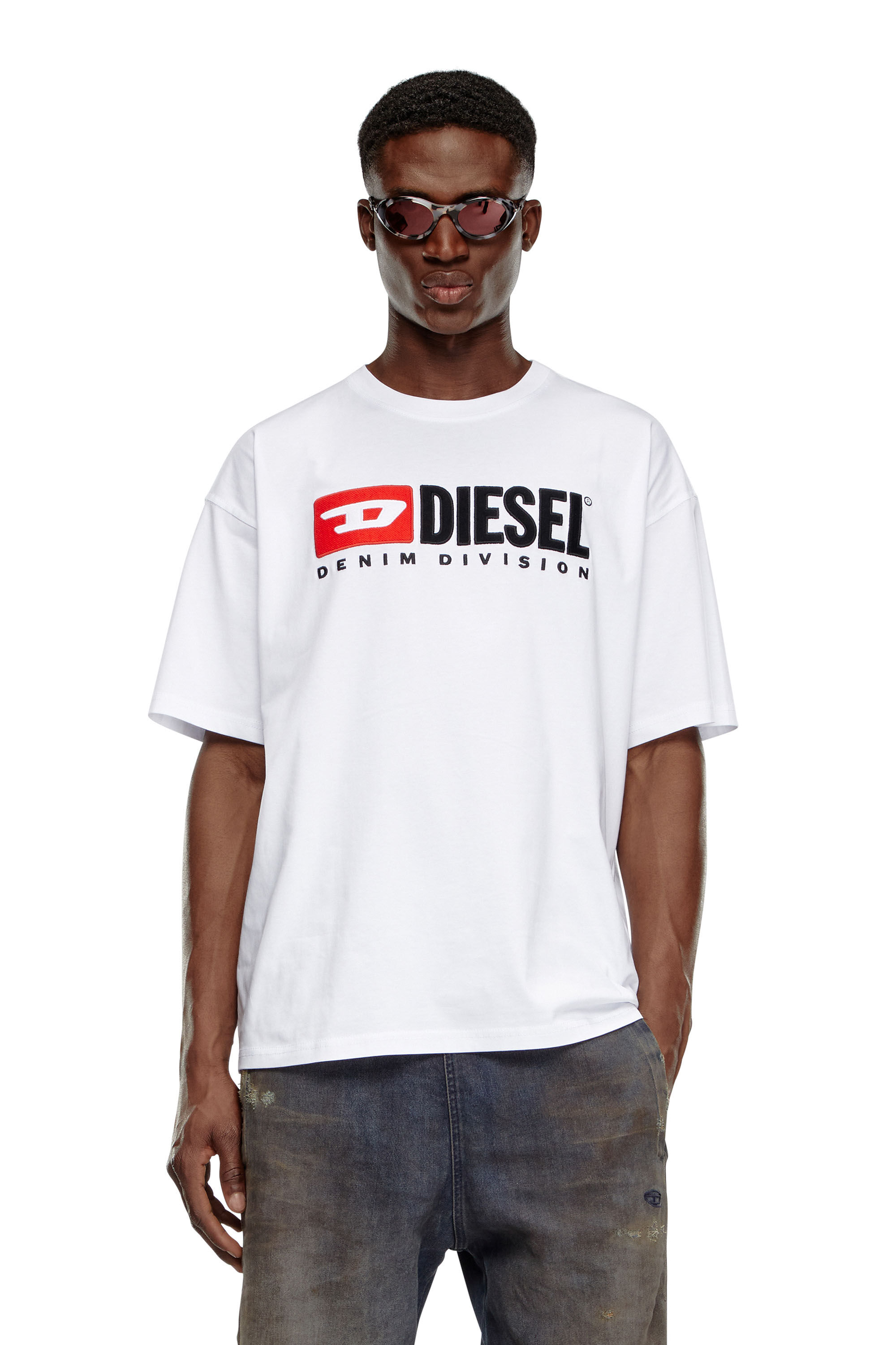 Diesel - T-BOXT-DIV, T-shirt avec empiècement Diesel Homme in Blanc - 3