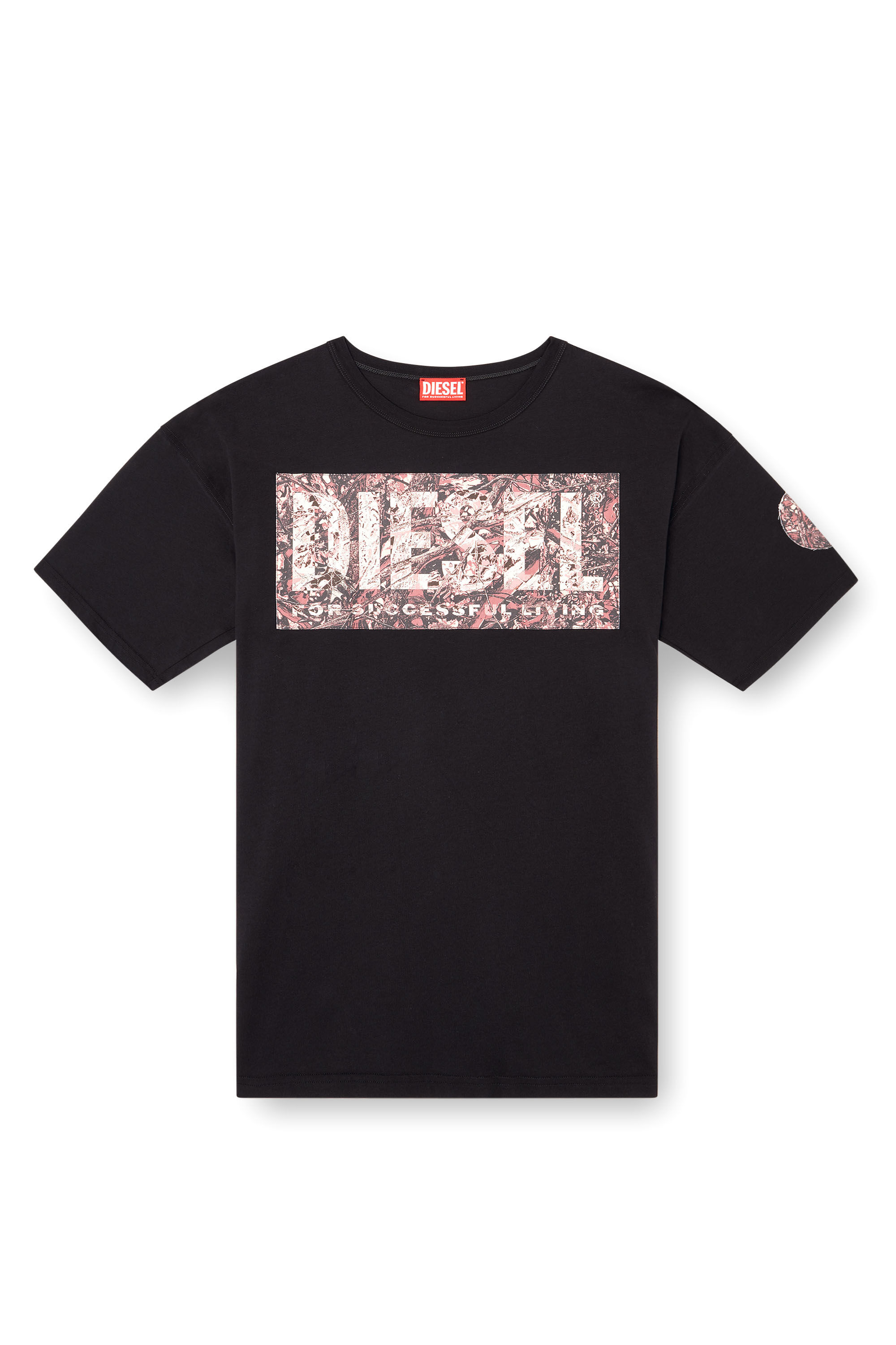 Diesel - T-BOXT-R22, T-shirt avec maxi empiècement en gabardine Homme in Noir - 2