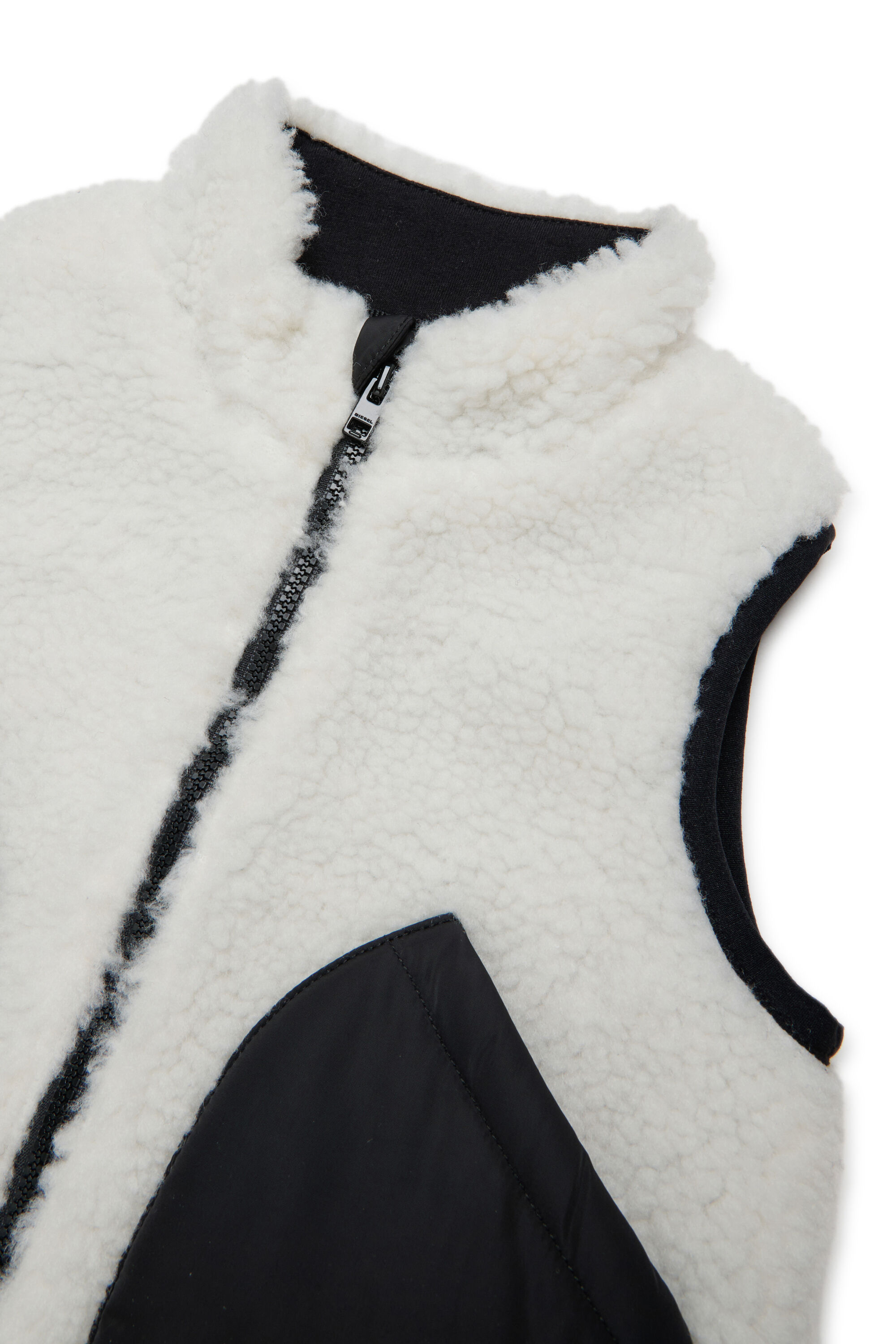 Diesel - JSEARB, Veste colour-block en teddy et nylon Homme in Blanc - 3