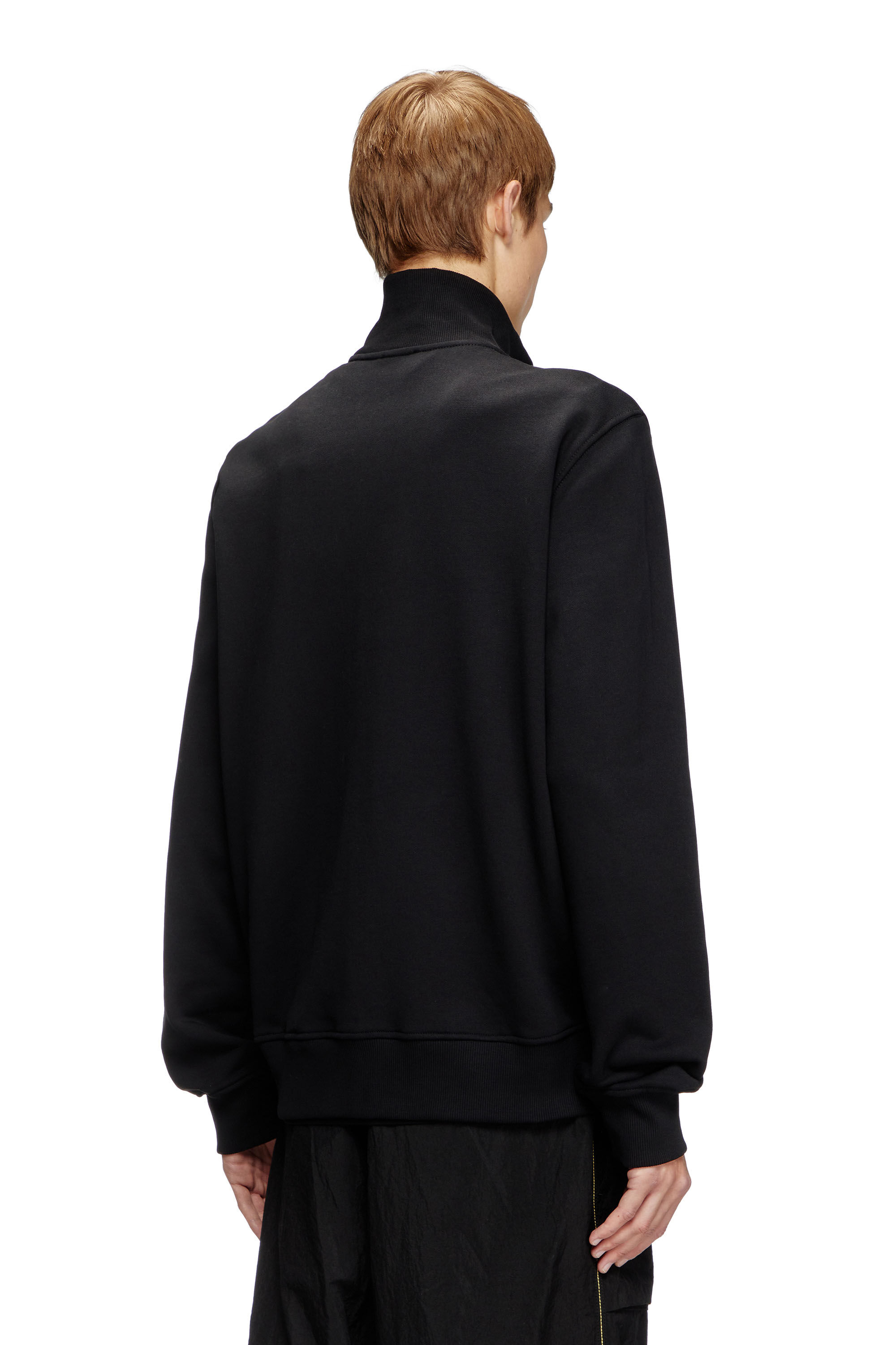 Men's Zip-up sweatshirt with metallic logo | Black | Diesel