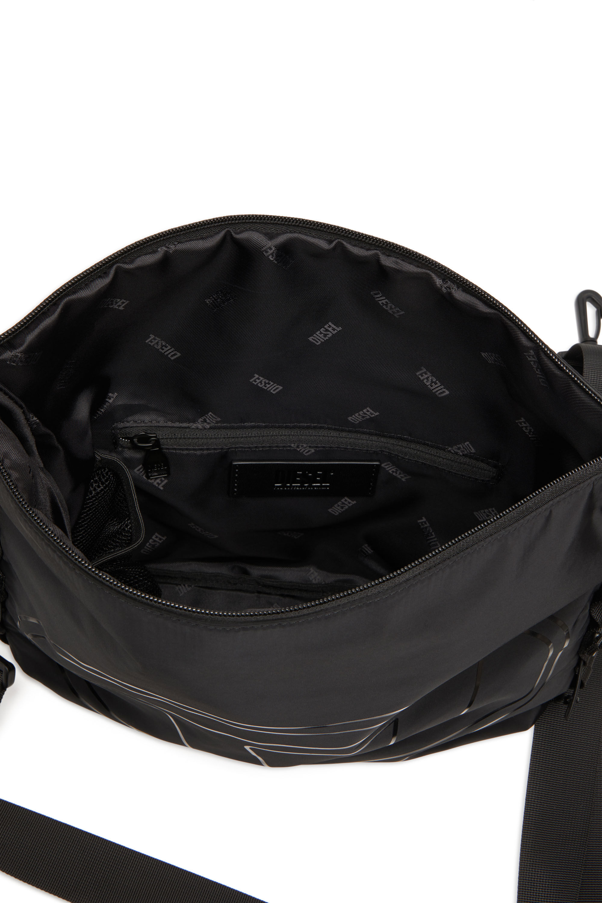 Diesel - DRAPE CROSSBODY, Man Drape-Nylon crossbody bag with Oval D print in Black - Image 2