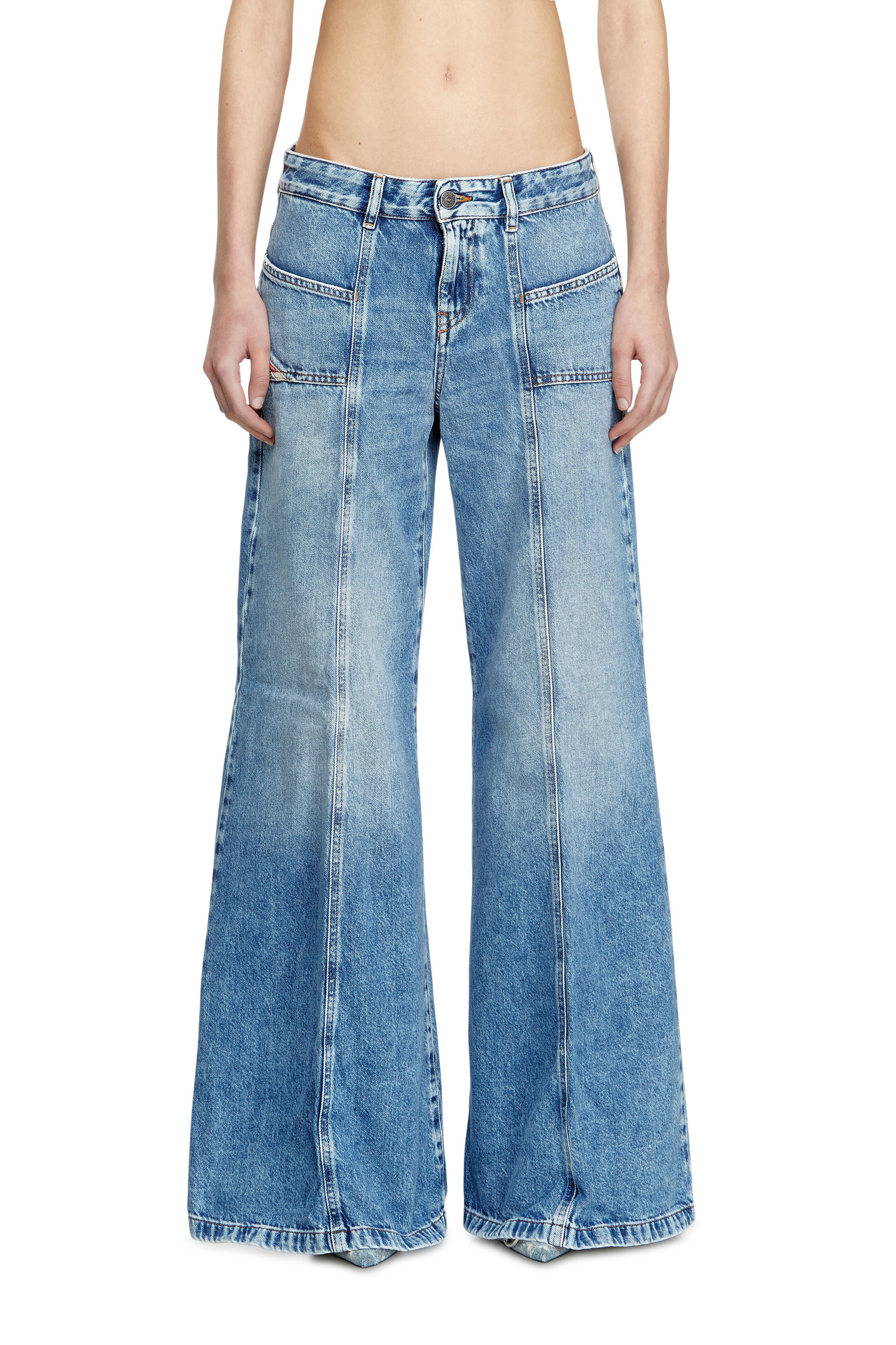 DIESEL Dアキイフレアハネルシンス A1280809H95 01 Women's Flare Jeans | Black/Dark grey | Diesel D-Akii