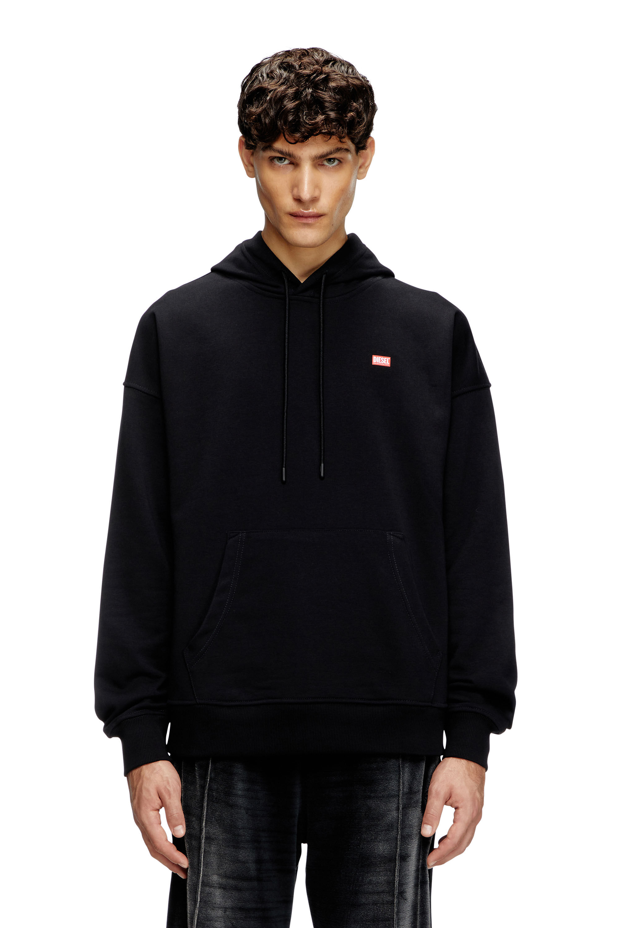 ★DIESEL★ SlopR1 Hood Black A164010HYAT9XX A164010HYAT9XXSS Men's Hoodie with small logo | Black | Diesel