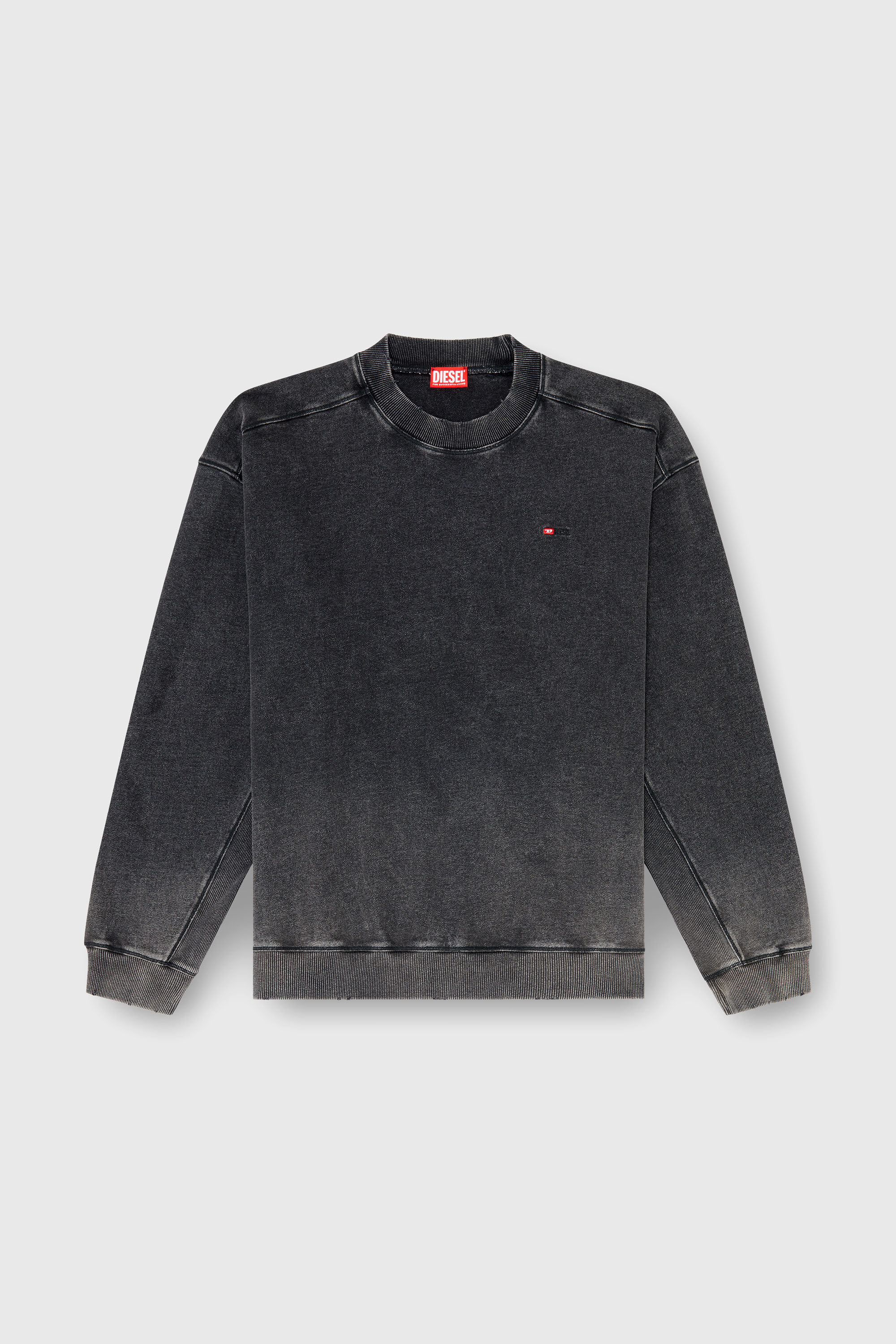 Diesel - S-CROX, Sweat-shirt en coton effet d&eacute;lav&eacute; Homme in Gris - 2
