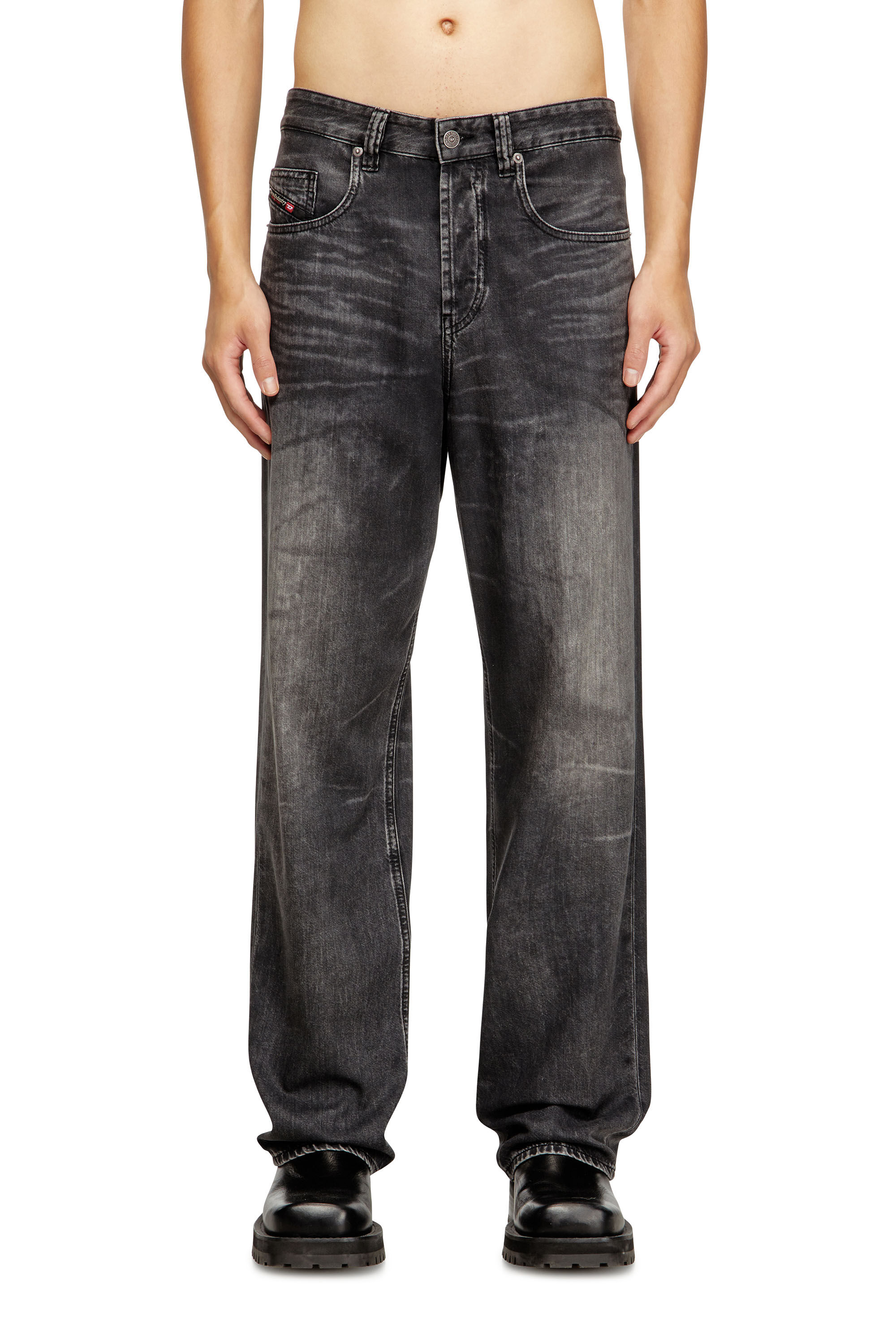 Diesel - Relaxed Jeans 2001 D-Macro 0CEBC Homme, Noir/Gris foncé - Image 3
