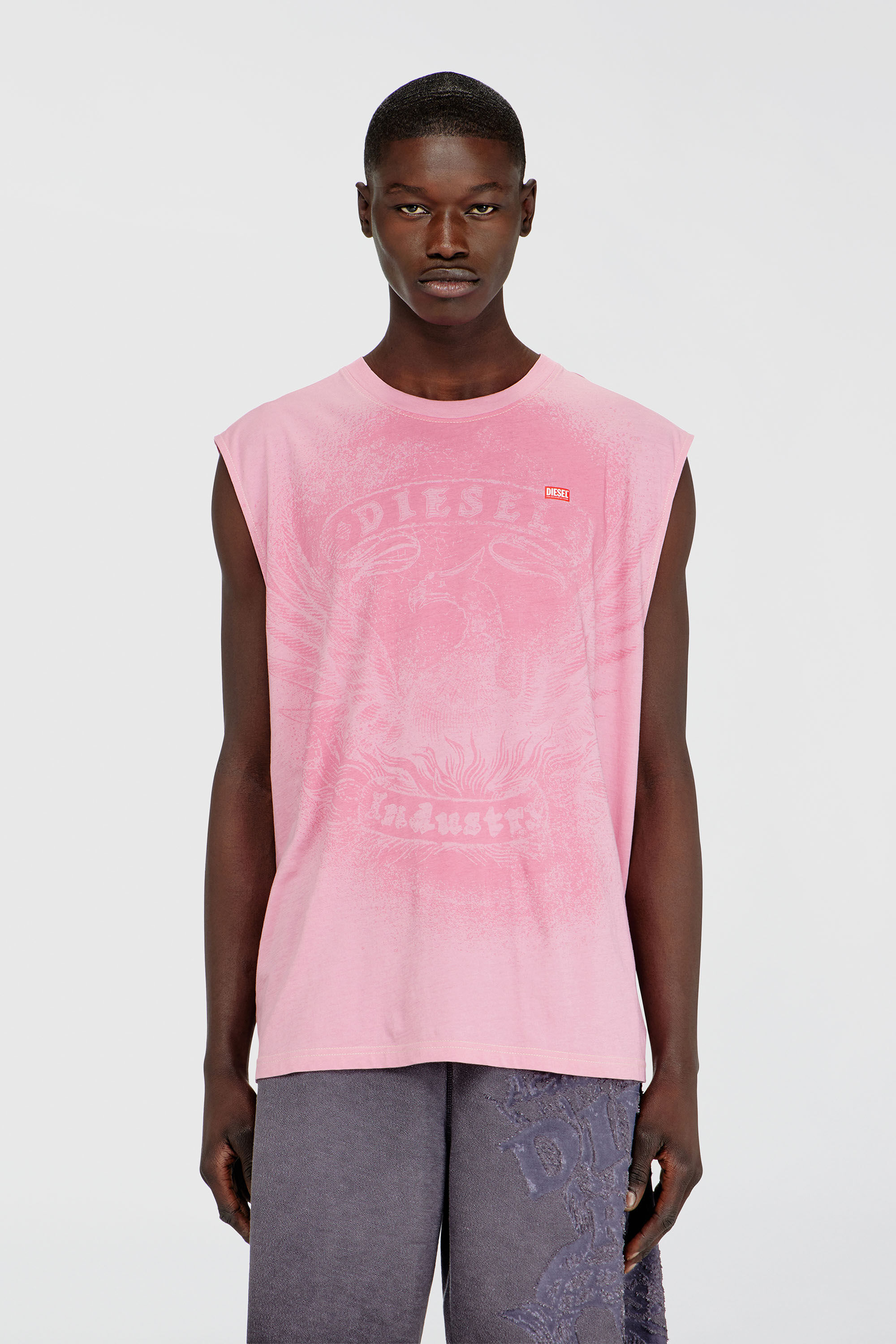 Diesel - T-BOXT-SL-NOTCH, D&eacute;bardeur en coton avec motif ton sur ton Homme in Rose - 3