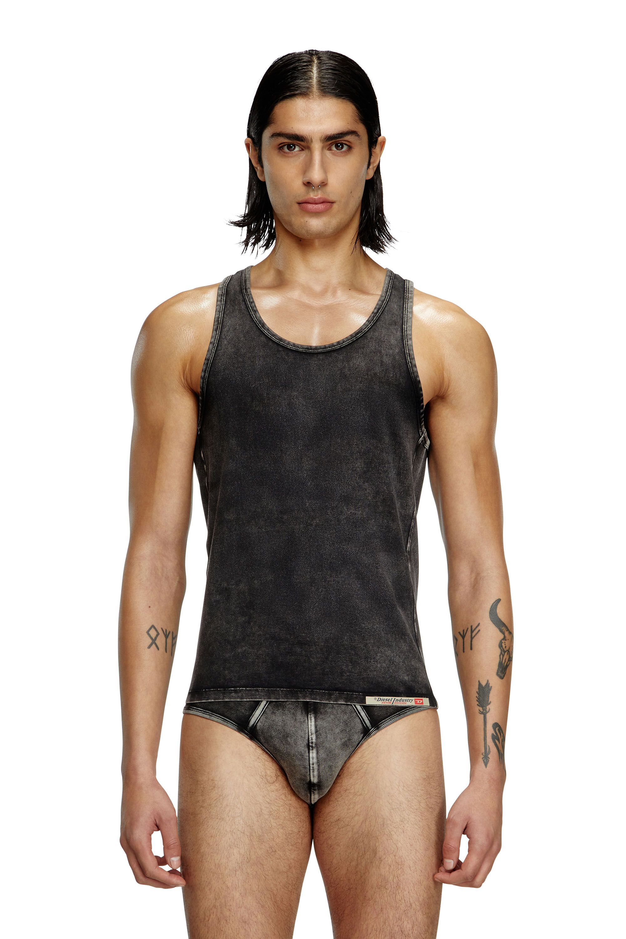 Diesel - WALTY-DNM, Débardeur effet denim Homme in Noir - 3