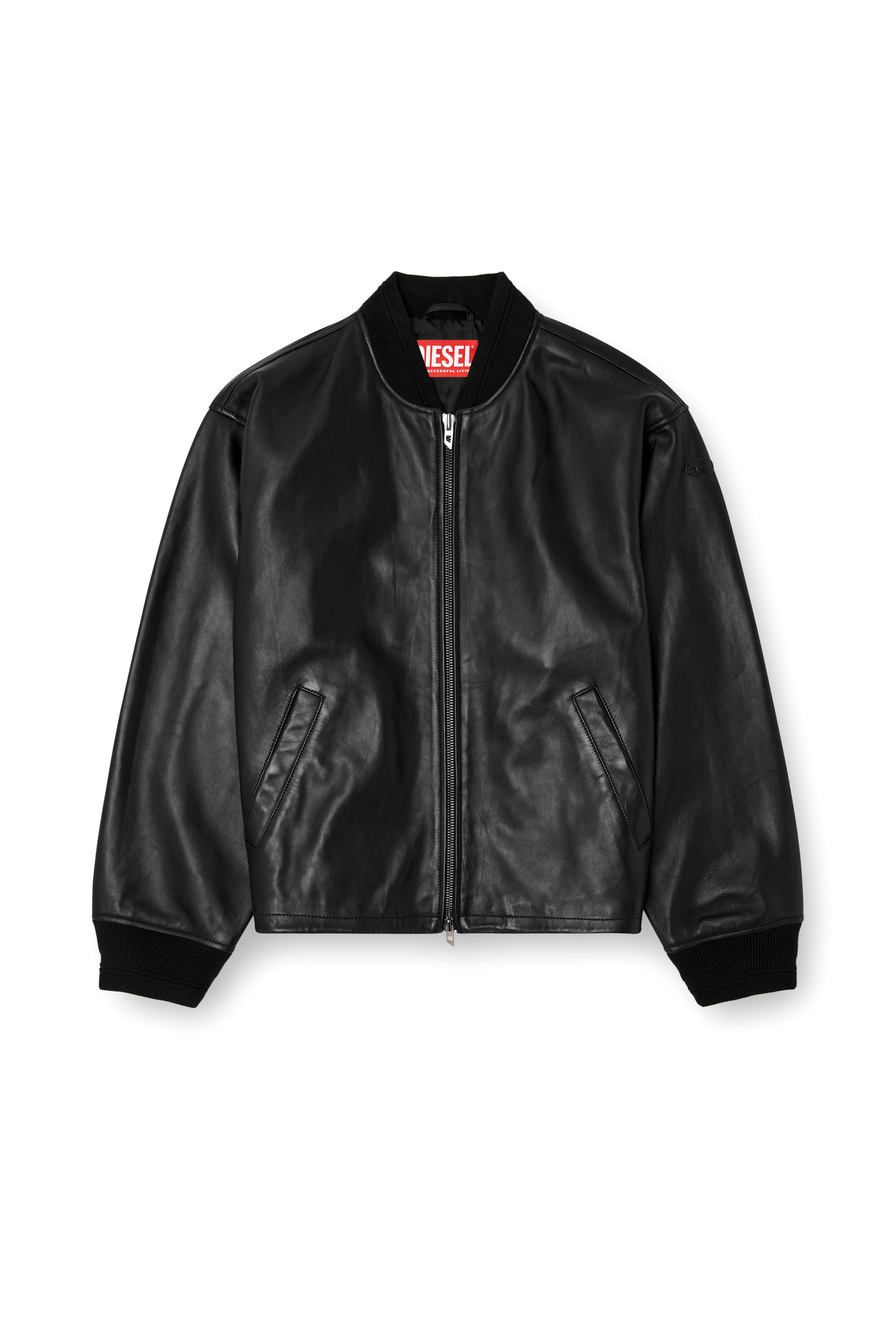 Diesel - L-KHAT, Veste bomber en cuir ciré Homme in Noir - 2
