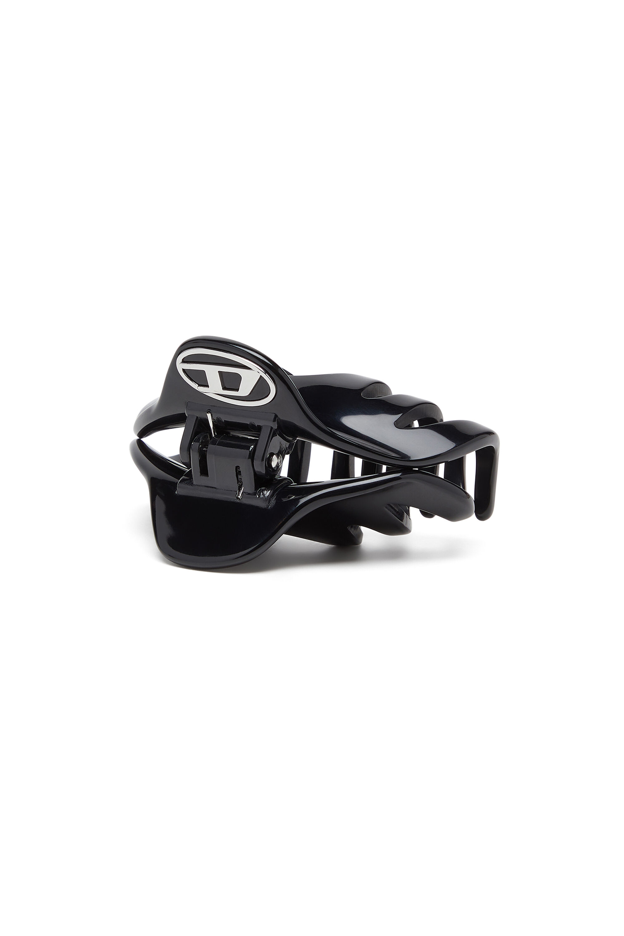 Diesel - TALON CLIP, Barrette en r&eacute;sine avec logo Oval D Femme in Noir - 1