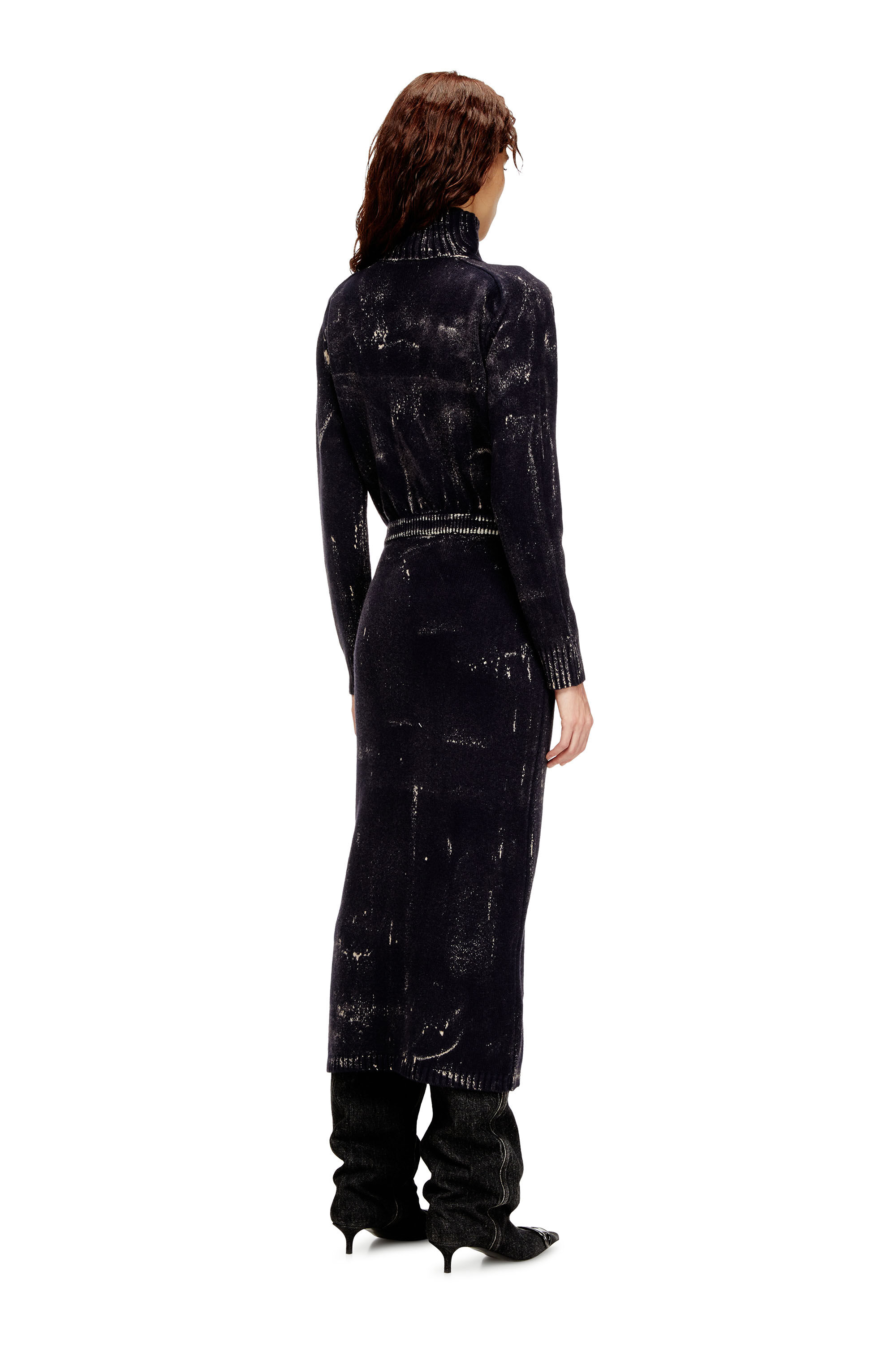 Diesel - M-MARCELLE, Robe midi en maille mélangée traitée Femme in Noir - 4