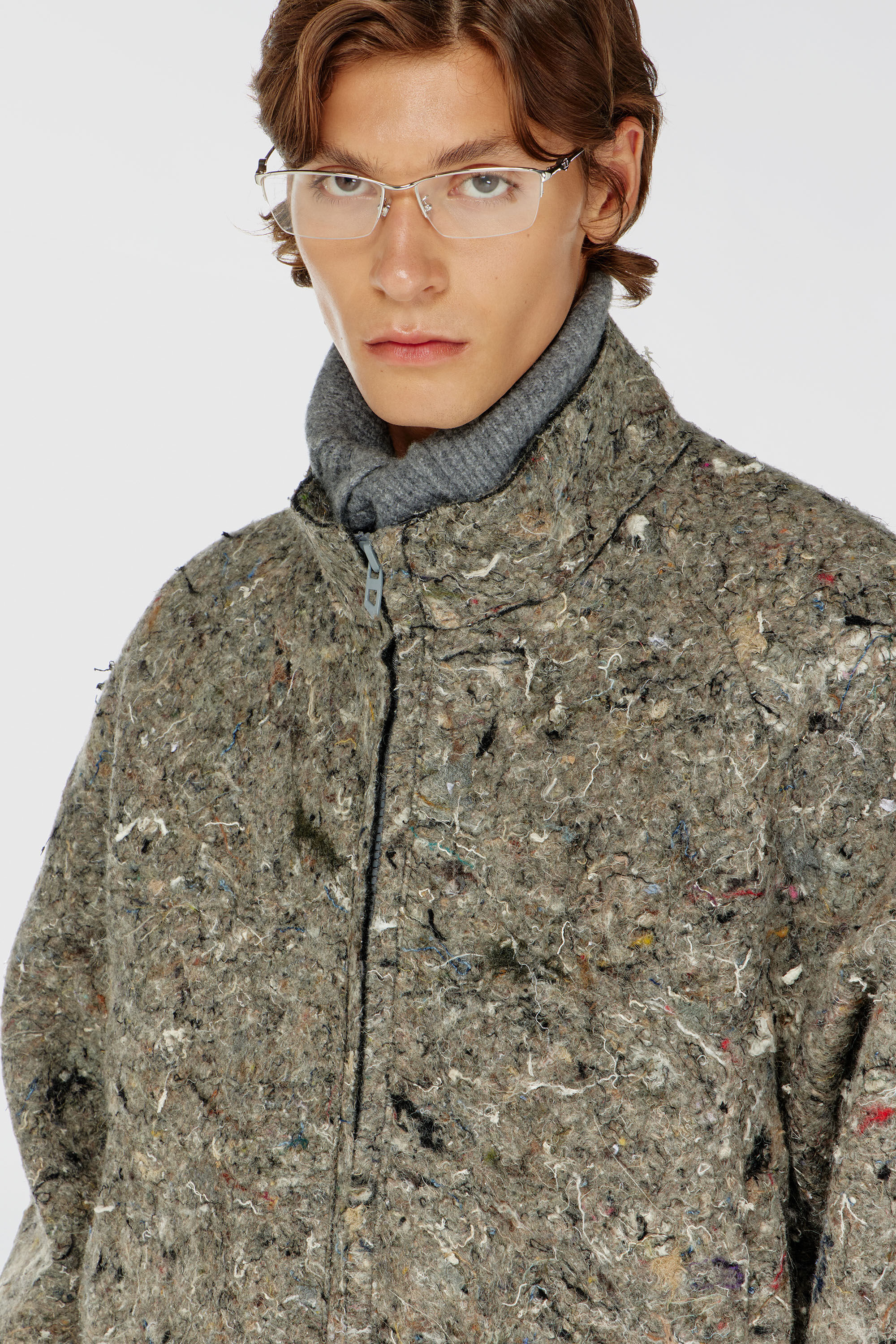 Diesel - J-DISTEM, Veste en feutre upcycl&eacute; Homme in Gris - 5
