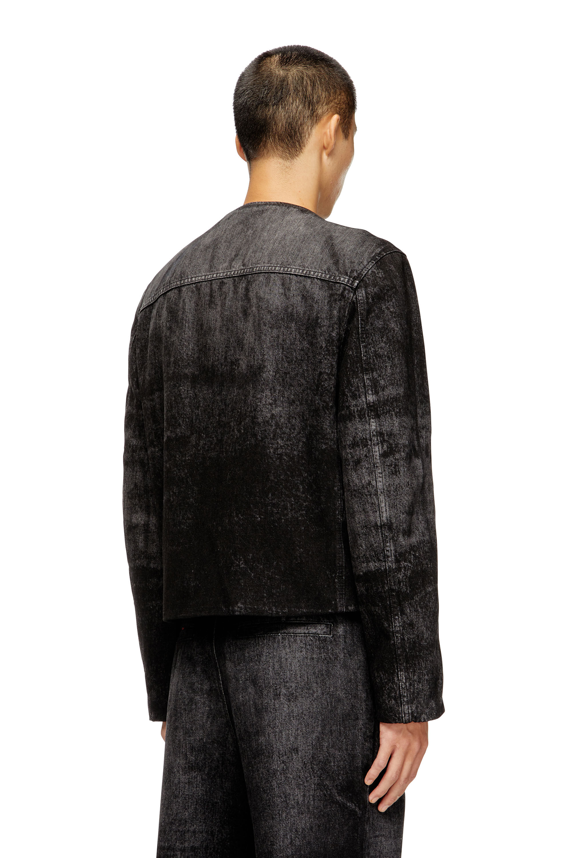 Diesel - D-ABERDEEN-FSH2, Veste en denim de coton et chanvre gravé au laser Homme in Noir - 4